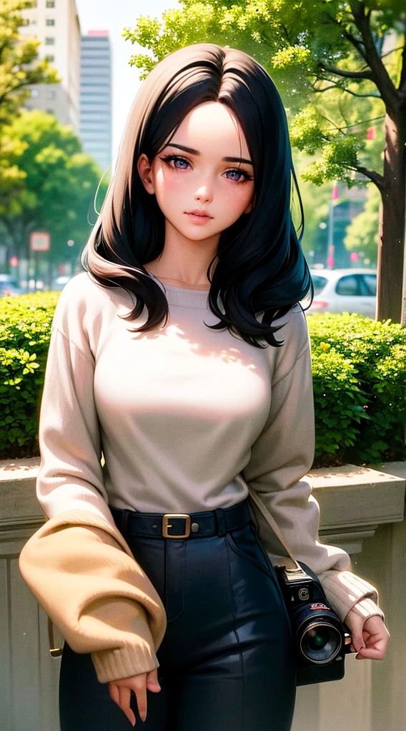 katy perry with sweater, portrait, beautiful face, pretty eyes, outside, portrait, park, trees, teeth, Open eyes, winning neighborhood photo, Best Quality, Upper part of the body, jenniferconnelly, nikon d850 4 film stock photography kodak 400 f1 camera.6 rich color lenses realistic texture hyperrealistic natural lighting trend on artstation cinestill 800, (100mm lens)