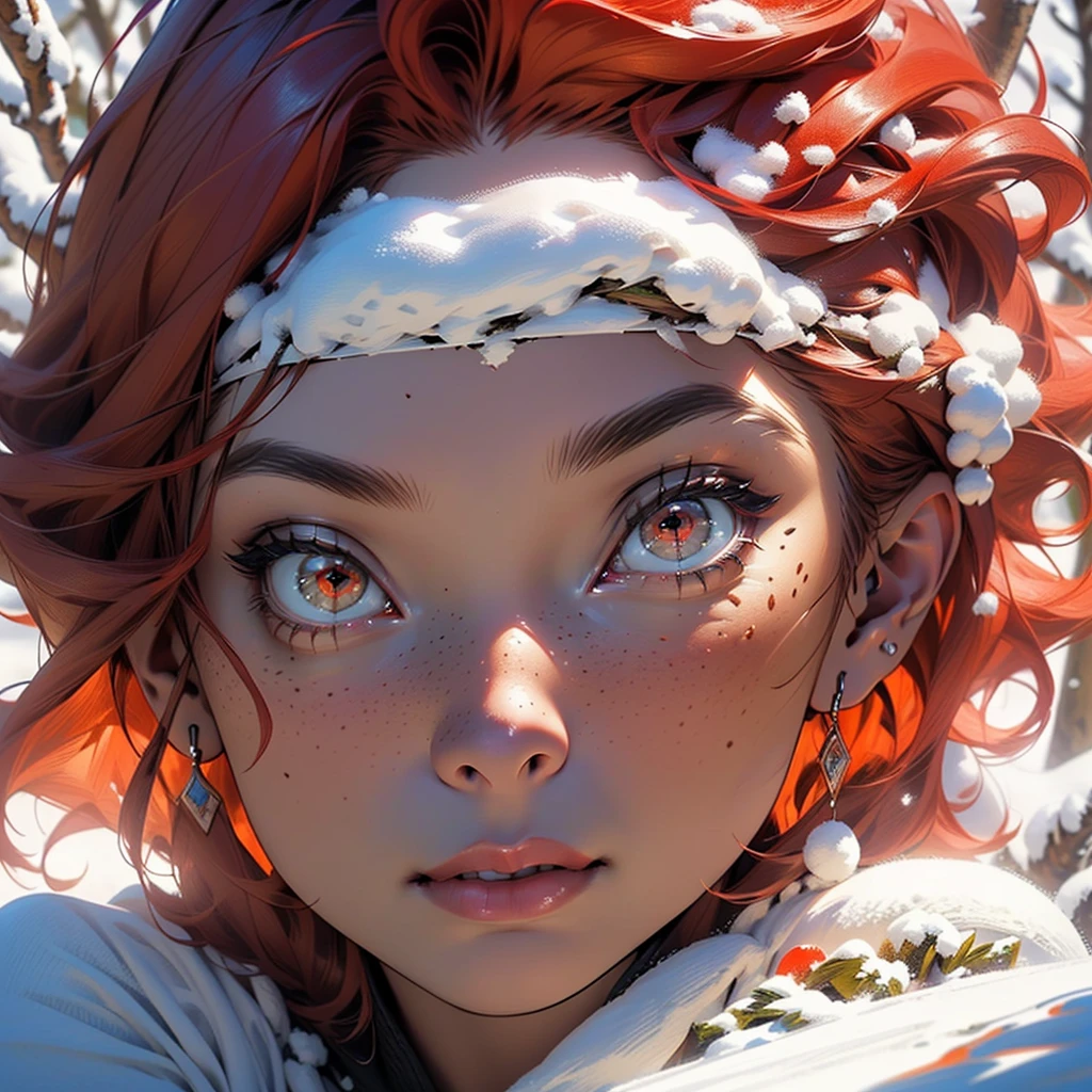 Gorgeous female, elk antlers:1.5,elk_antlers:1.5)),(((short hair, messy hair,short red hair, red hair:1.3))),(((freckles on the face,freckles))),(((red_eyes:1.3))),intricate eyes,beautiful detailed eyes,symmetrical eyes,((detailed face)),
(((winter))),((intricate outfit,intricate clothes)),
(dynamic pose:1.0),(centered,scale to fit dimensions,Rule of thirds),
((snowy pine forest)),winter,scenery:1.25,((intricate scenery)),((snow forest background)),
(Glossy winter ornaments),highres,sharp focus,(ultra detailed,extremely detailed),(photorealistic artwork:1.37),(extremely detailed CG unity 8k wallpaper),(((vibrant colors,vibrant theme))),(intricate),(masterpiece),(best quality),artistic photography,(photography taken by sldr),(intricate background),perfect rendered face,perfect face details,realistic face,photo realistic,((intricate detail)),(((realism))),
Hyper realistic, 4k,