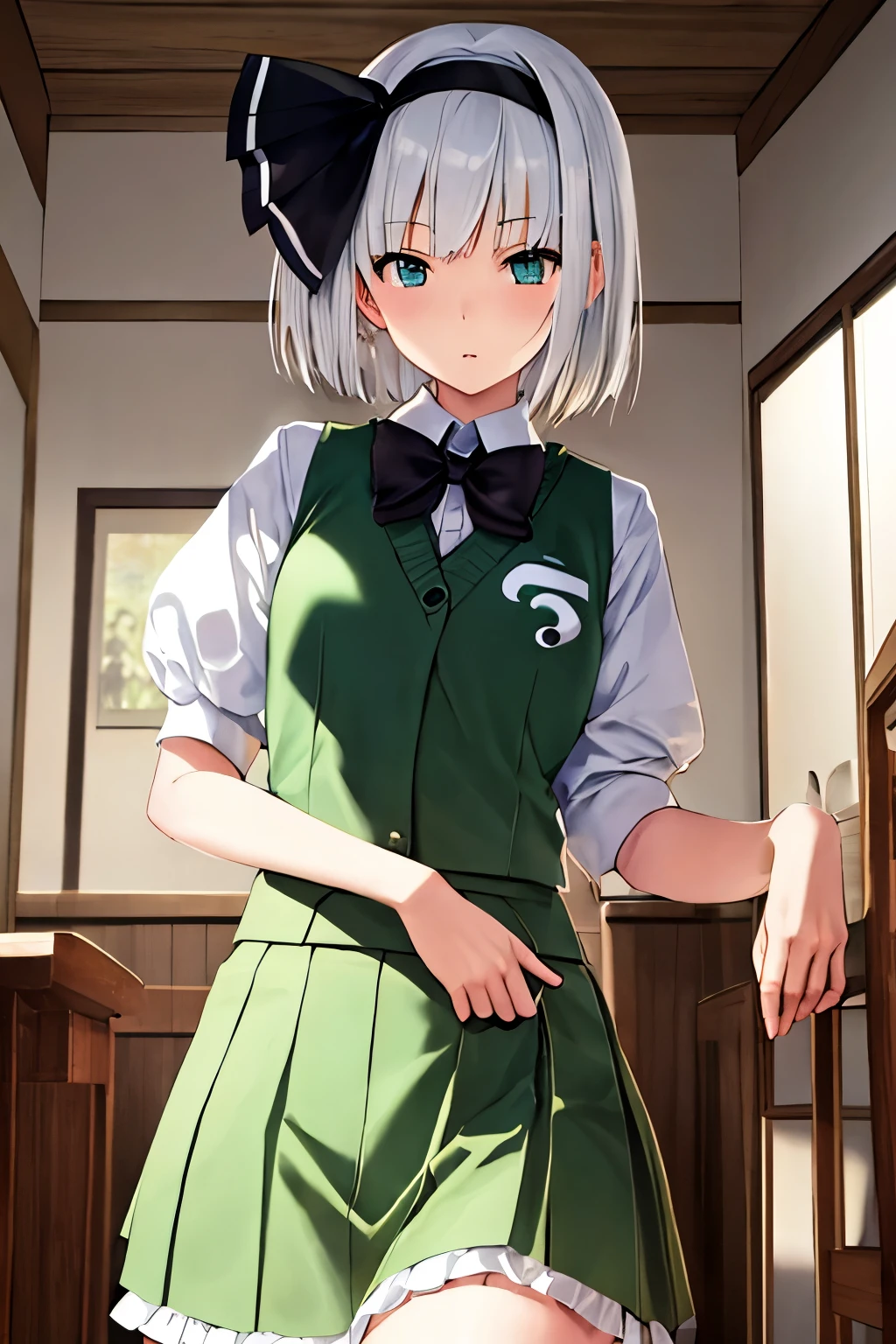 ((best quality)), ((masterpiece)), (detailed), 1girl,、Konpaku Youmu、Background and room