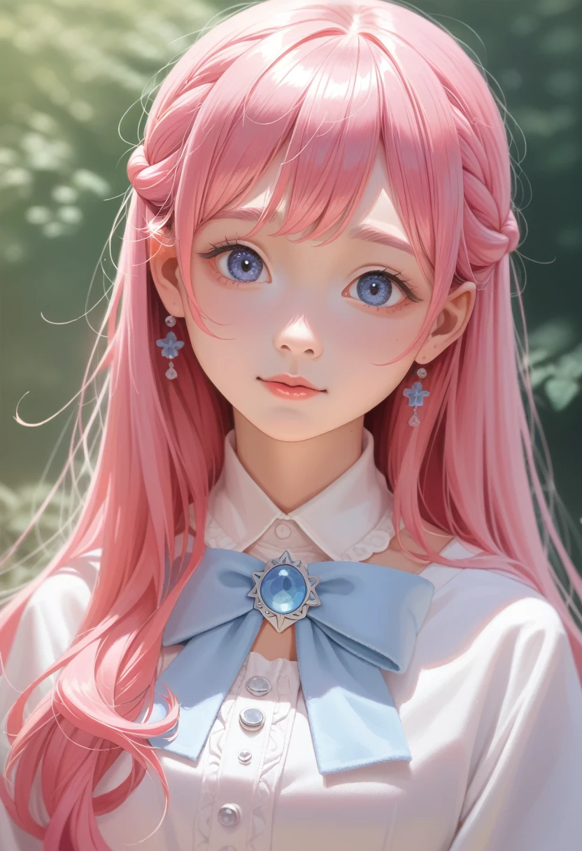 Pink Hair、Anime girl with a bow, Kawaii realistic portrait, Gu Weiss, Portrait of a magical girl, Lovely characters, Lovely art style, Anime cute art style, Maple Story Character Art, Lovely portrait, Cute anime girl portrait, Small person images, artwork in the style of Gu Weiss, Ink art anime loli