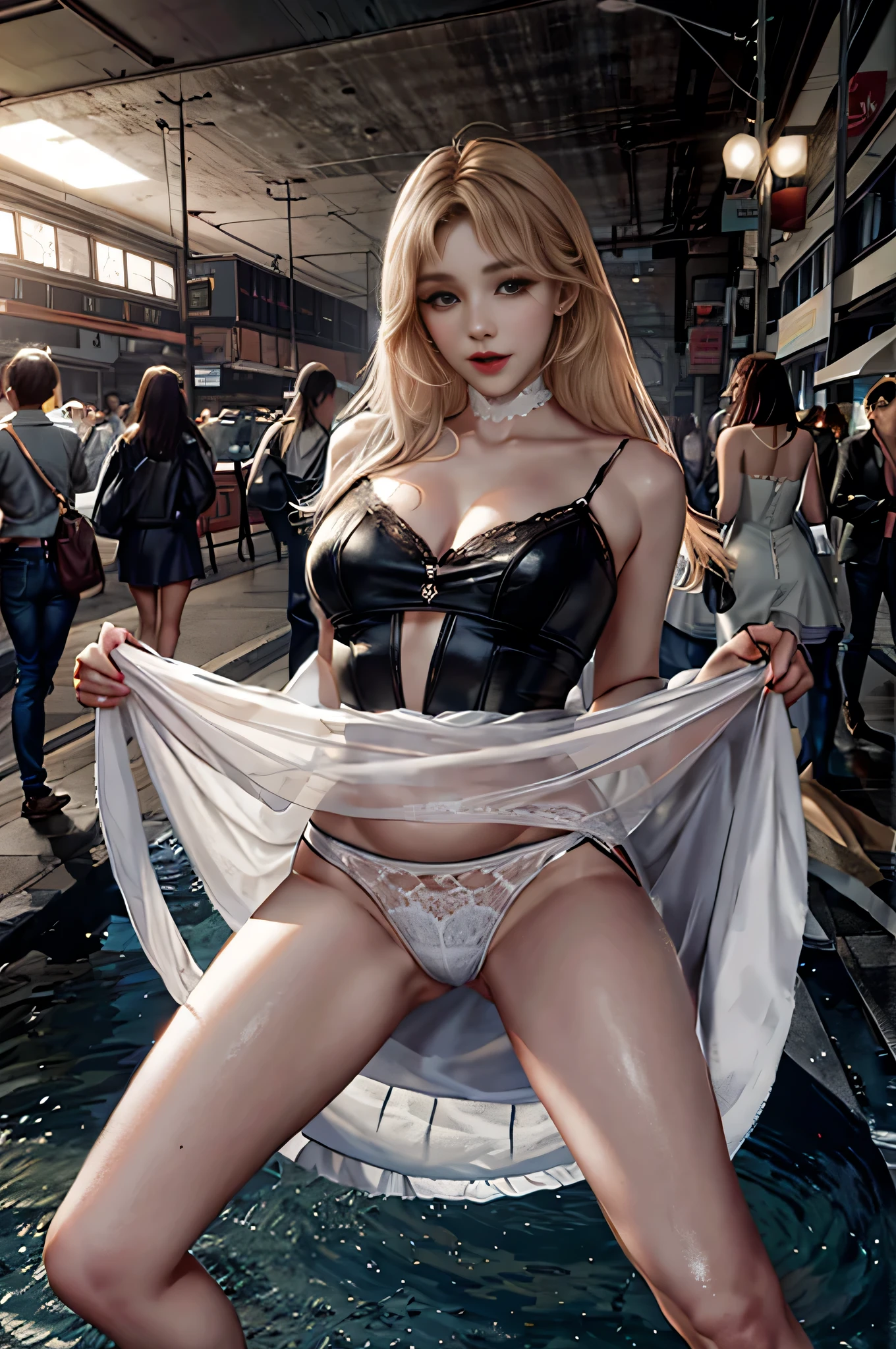 Royal sister，Detailed eyes，Details face ace，Ripe body，Tall body，Seductive body，Long legs，4K，K HD，fleshy feeling，White translucent lace，White, plump and delicate body，Beautiful face，Cherry small mouth，Beautiful and tasty（3DRoyal sister），Plump buttocks，