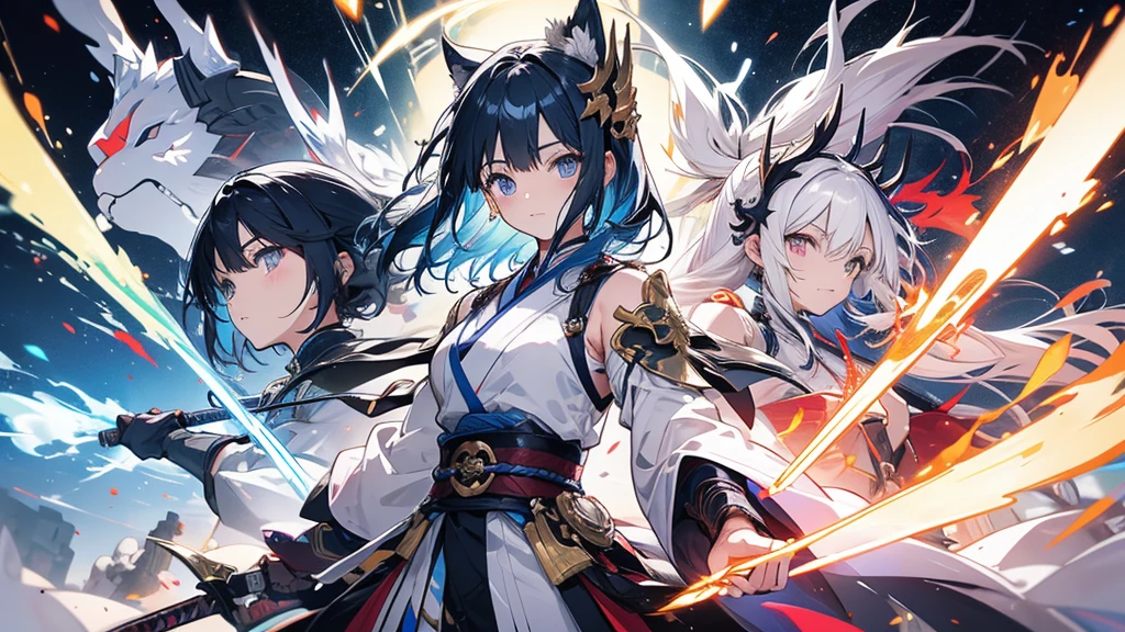 Seven colors of light explode。Swordsman。Highest quality。