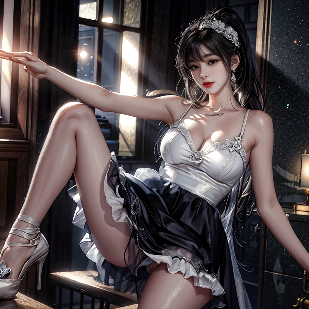 Royal sister,Detailed eyes,Details face ace,Ripe body,Tall body,Seductive body,Long legs,4K,K HD,fleshy feeling,White translucent lace,White, plump and delicate body,Beautiful face,Cherry small mouth,Beautiful and tasty(3DRoyal sister),Plump buttocks,