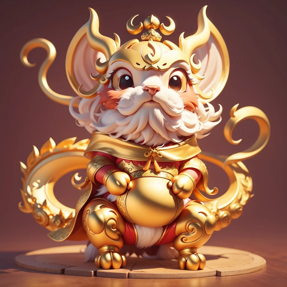 Chinese dragon, big horn，so cute, chinese style, fine gold