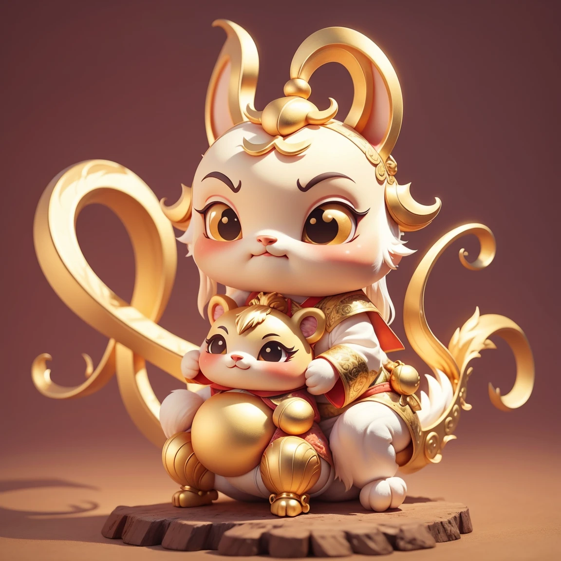 Chinese dragon, big horn,so cute, chinese style, fine gold