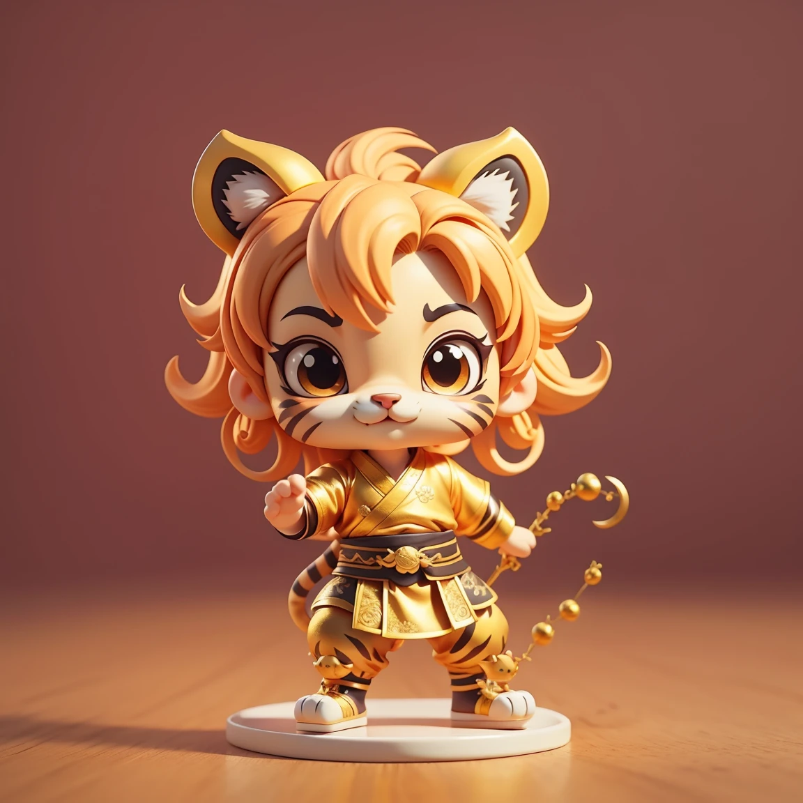Chibi Tiger,,so cute, chinese style, fine gold, force amor