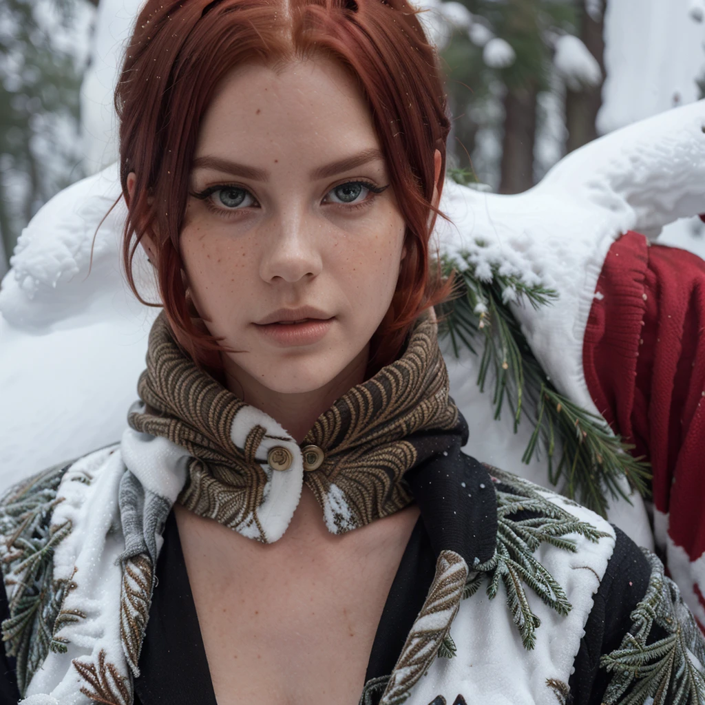 Gorgeous female,  elk antlers:1.5,elk_antlers:1.5)),(((short hair, messy hair,short red hair, red hair:1.3))),(((freckles on the face,freckles))),(((red_eyes:1.3))),intricate eyes,beautiful detailed eyes,symmetrical eyes,((detailed face)), 

(((winter))),((intricate outfit,intricate clothes)),

(dynamic pose:1.0),(centered,scale to fit dimensions,Rule of thirds),

((snowy pine forest)),winter,scenery:1.25,((intricate scenery)),((snow forest background)),

(Glossy winter ornaments),highres,sharp focus,(ultra detailed,extremely detailed),(photorealistic artwork:1.37),(extremely detailed CG unity 8k wallpaper),(((vibrant colors,vibrant theme))),(intricate),(masterpiece),(best quality),artistic photography,(photography taken by sldr),(intricate background),perfect rendered face,perfect face details,realistic face,photo realistic,((intricate detail)),(((realism))),
Hyper realistic,  4k, 