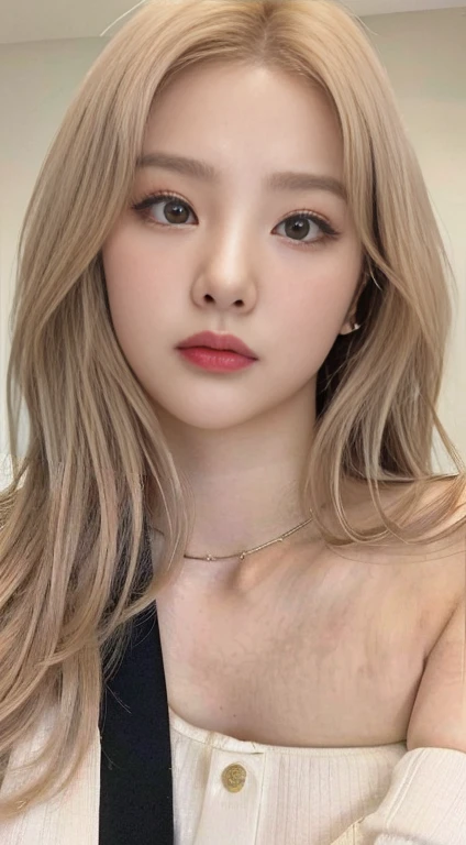 Chica rubia con el pelo largo y una camisa blanca de ojos celeste, kawaii Realista portrait, pelo largo y rubio y ojos grandes, cara redonda pálida, obra de arte al estilo de guweiz, Realista. cheng yi, retrato de jossi de blackpink, cabello rubio y ojos grandes, beautiful Realista face, linda cara de anime natural, a hyperRealista , long cabello rubio y ojos grandes,Having very marked curves, with greater volume in ((hips and breasts)), which makes the waist look much smaller ((wasp waist)).