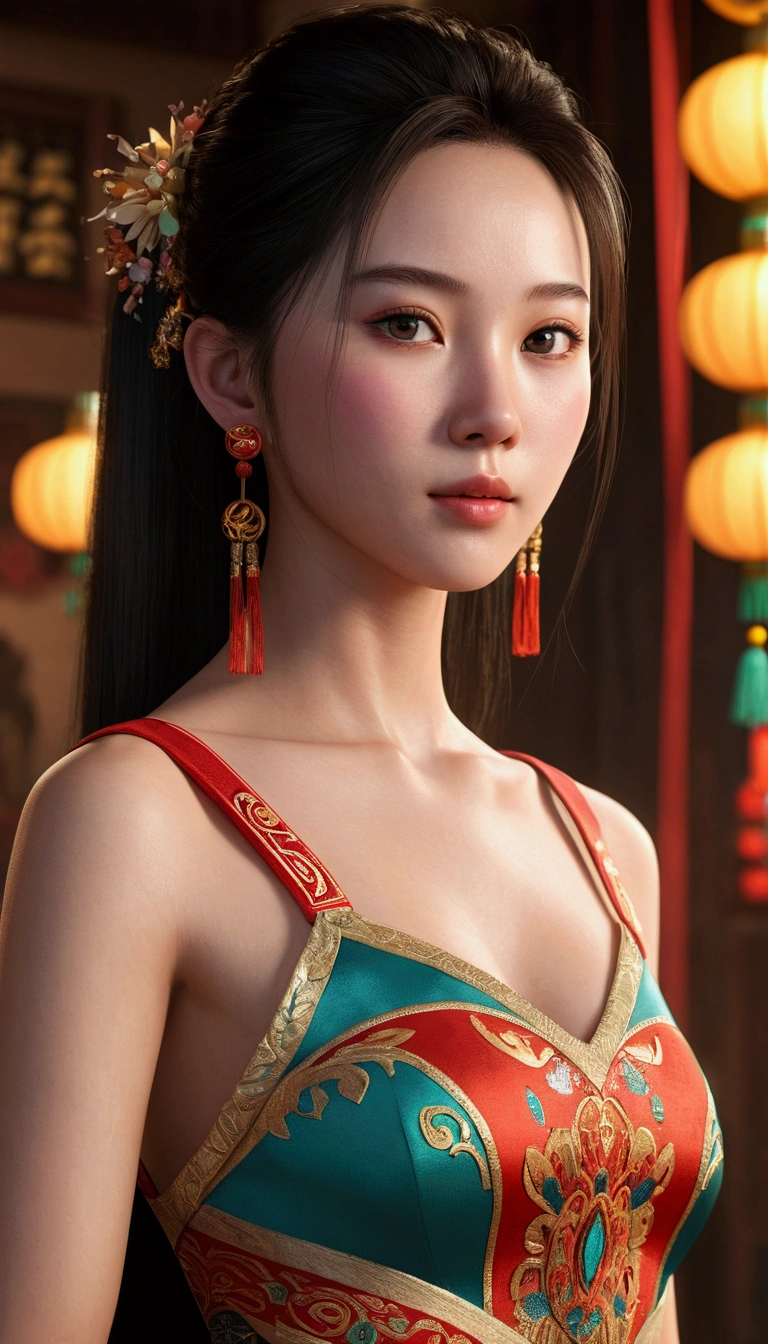 primitive, 1girll, Colorful, Full body shot, (Masterpiece, Best quality), (Detailed skin:1.3, Detailed face:1.3), Digital SLR, Realistic, view the viewer, Sharp focus, Delicate, pastelcolor, Cinematic lighting, Chinese woman, Bright light:1.3, high light:1.3, High brightness, clean scene, Neatness, Clear skin, goosebumps