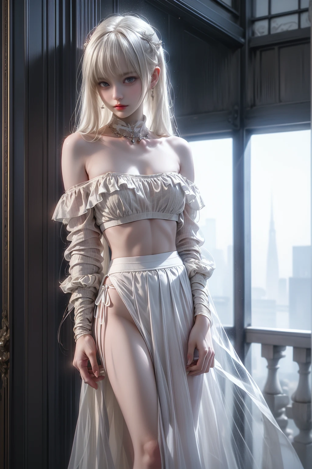 ((Woman Standing On Balcony Of Old Castle))1.3)、(Neon Light:0.1)、(nffsw:0.1)、Accent lighting、((Out of the window, Hazy skyscrapers))、(nipple)、(Puffy eyes:1. 2)、(thin脚)、(Light on face and chest)、(thin)、((The back of the chest is slightly visible))、((Underboob))、((I can see under my chest、Abdominal muscles and ribs are visible))、((Pull up your skirt))、((White thong panties are visible))、 High-quality work、Live-action work、Ultra Premium Graphics、8K HD CG Works、High Quality Graphics、High-definition CG works、10x pixels、Ultra-fine detail： 1. 1、High technical level:1.1 PhotoGenuine、Natural light:1.5、Light Effects(バーチャルLight Effects:1. 8)、((Semi-transparent off-shoulder tube top、:1. 1)、(Flared mini skirt)Hime cut、Straight bangs、Straight bangs、(Masterpiece、Highest quality:1.5)、(Super detailed 8k cg:1.4)、(Ultra-realistic:1.25)、(Genuine:1.1. 4)、((Golden white hair))、thin眉毛、High nose、Nice red lips、Rosy Cheeks、Delicate makeup face、Cute face、Perfectly balanced face、()、A light-colored foundation enhances the clarity of your skin.。 40k、photograph、Highest quality、(1.Beautiful eyes、Light Hair、White skin、Mr.Escape.trace、((Mid-chest、:1.1))、Highest quality、Tabletop、Ultra-high resolution、(genuine:1.1))、RAWphotograph、(2.Beautiful eyes、Light Hair、White skin、Mr.Escape.trace、((Mid-chest、:1.1))、Highest quality、Ultra-high resolution、(genuine:1.1))。 4)、RAWphotograph、(Perfect figure)、(slim、:1.3)、3)、slimな腹部、(Girl standing on the balcony of an old castle)、

DeepL.featuring（Free version）Translated by。