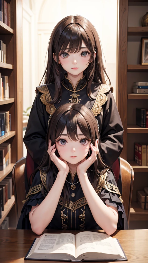 Photo of a man with 75 years, beautiful brunette ((Model)) Christian Pastor, Looking forward seated, Light brown eyes, wavy hair, very imposing, feature of security and elegance, ((wearing palitó well ally)), (hypnotic), very detailed face, beautiful eyes, [in good shape],is holding a book apparently is a bible and behind a bookshelf, lovely,  (Rembrandt Lighting), zeiss lens, ultra realistic, (highly detailed skin: 1.2), 8k uhd, dslr, Dramatic Rim light, high quality, Fujifilm XT3,