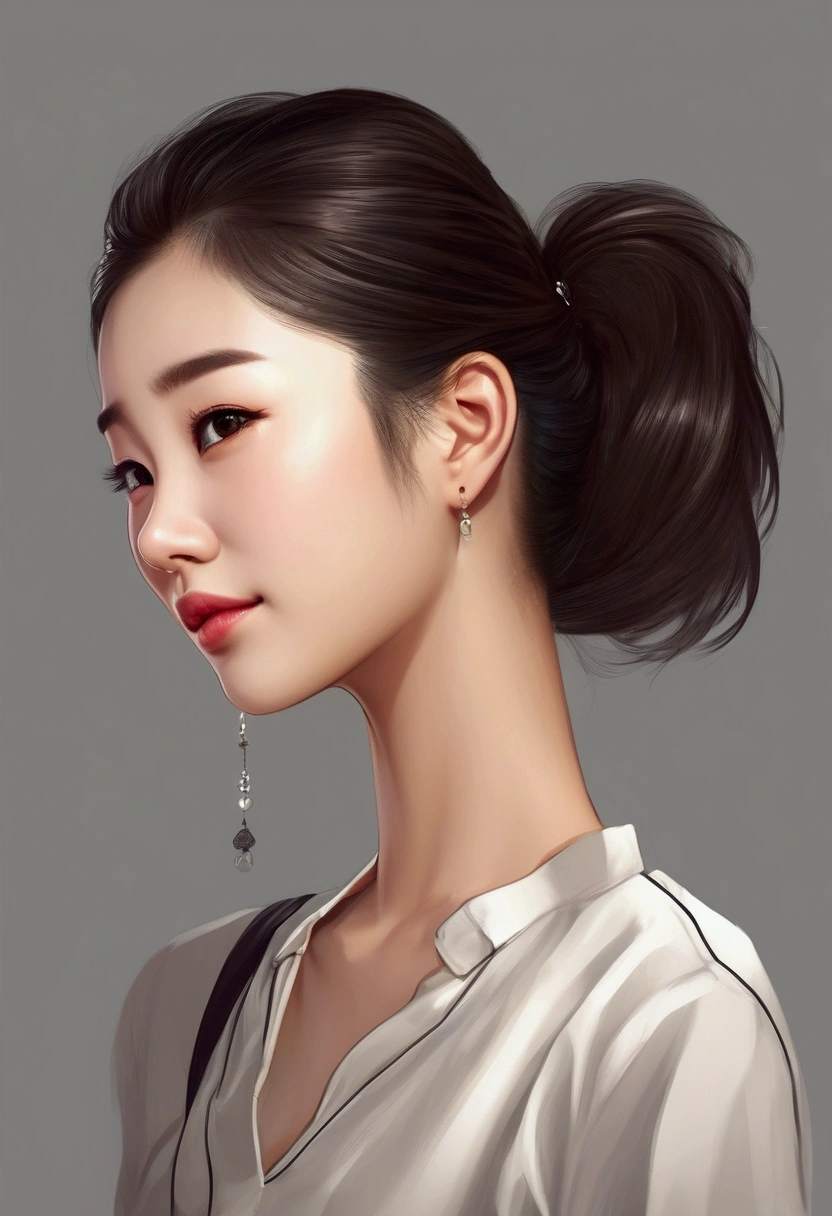hair styles: well-proportioned, The high ponytail adds an element of sophistication and style, Super Cute 20 Year Old Korean Girl,happy face, cartoon style illustration, cartoon art style, cartoon art style, digital illustration style, highly detailed character design, cute detailed digital art, beautiful digital illustration, high quality portrait, comics, Asia, Character Design Portrait, Approximate Line Sketch Style,