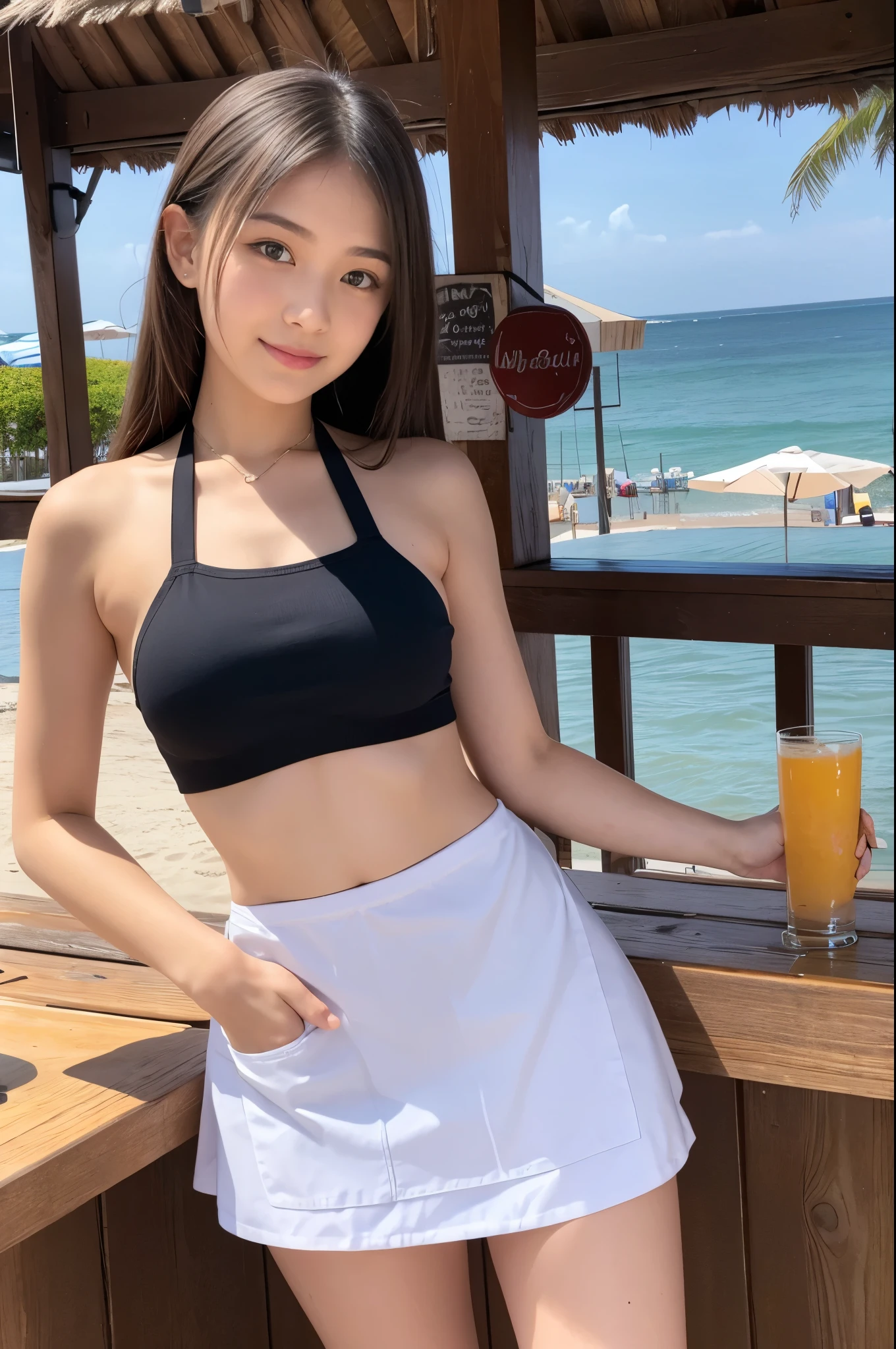 Unbelievably beautiful woman, (Have vaginal sex, insert penis in your pussy:1.2), Please lift up your skirt and insert it.1.2, 18 years old, Neat face, a baby face, Happy face, Tie and skirt, pony Tail, (Best Quality, 8K, master piece :1.3), Lovely smile, emotional, (gleaming skin, Shiny hair:1.4), Beach, master piece, Best Quality, (Ultra-detailed),