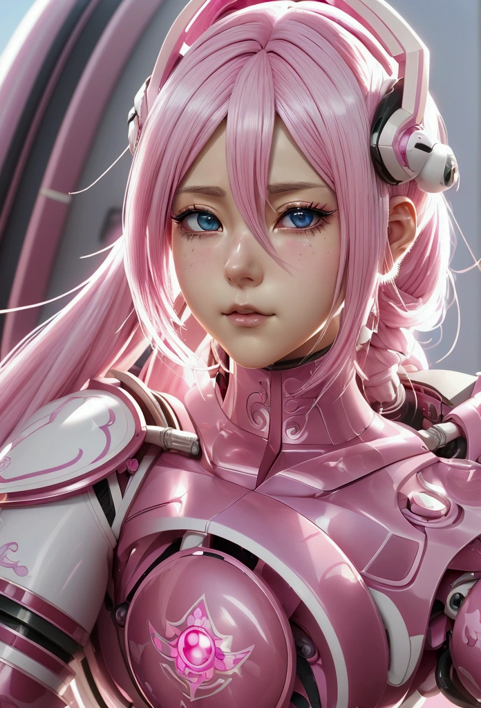 Araffes with pink and white hair and pink and white helmet., detailed digital anime art, Best Anime 4K Konachan Wallpaper, anime aesthetic lock, Highly detailed 4k digital art, dragon head female mecha robot, WLOP and Krenz Cushart, Very detailed anime, aesthetic lock, advanced digital anime art