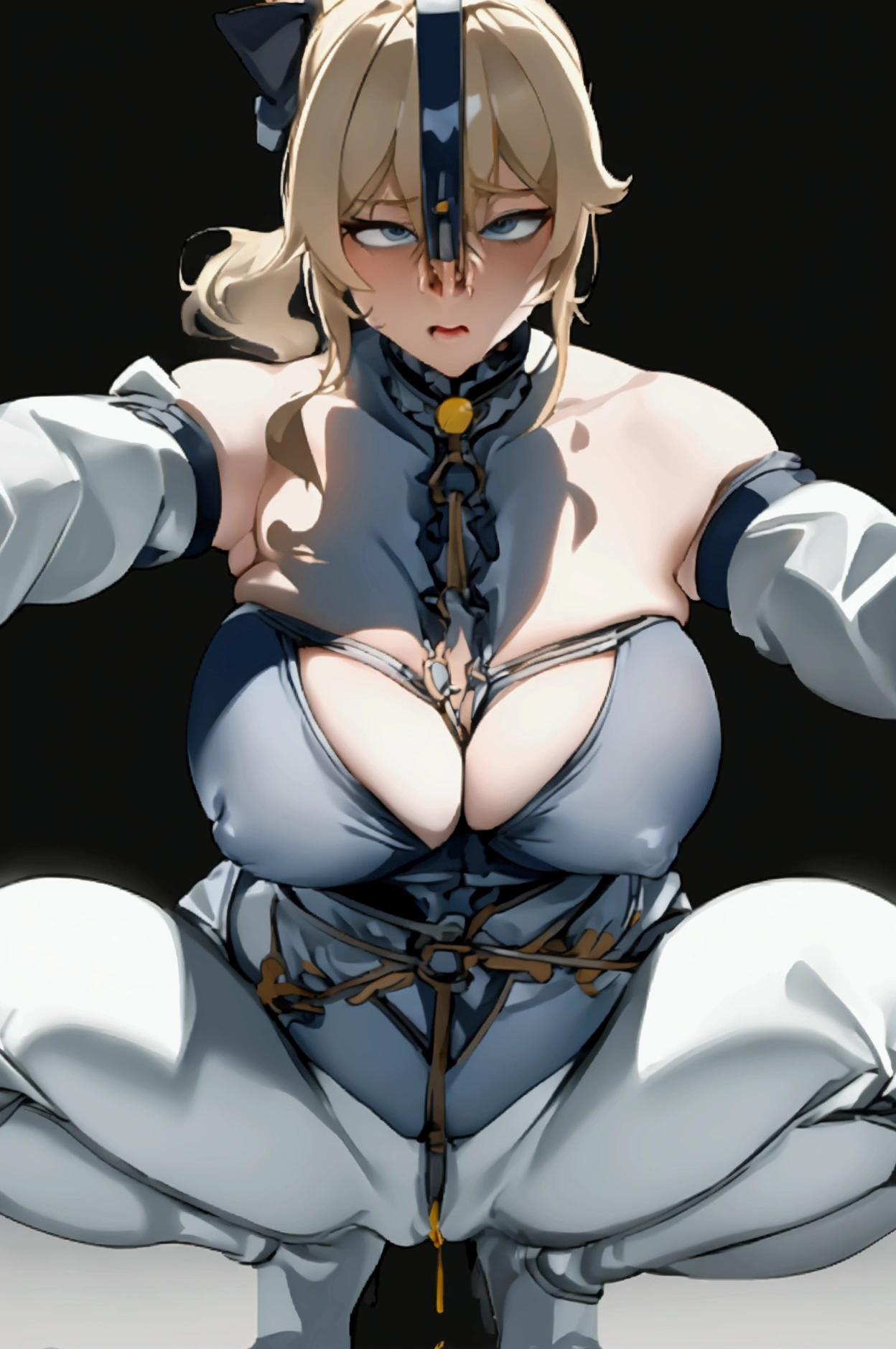 (Jean),(blonde)、(Long Ponytail)、(White tight clothes),(True to prompts)、、(Glaring with keen eyes)、(Super big breasts),(Squat)、(Leg spread)、((To pee))、((Binding))、((Nose hook))、(Busy Street)、(Many people々々々々々々々々々々)、(sunny)、(blue sky)、(Best lighting)、{{{Browsing Caution}}}、{{{masterpiece}}}, {{{Highest quality}}}, {{ultra-detailed}}, {{shape}}, {{{Very delicate and beautiful}}},{{extremely detailed CG}}、{{unity 8k portrait}}、{{Fabric Shading}}、{{super detailed skin}}、{{Perfect Anatomy}}、{{detailed}}、{{Dynamic Lighting}}、{{{beautiful detailed eyes}}}、{{{beautiful detailed Face}}}、(Perfect Legs)、(Perfect breasts)、(Perfect pose)、(Perfect body)