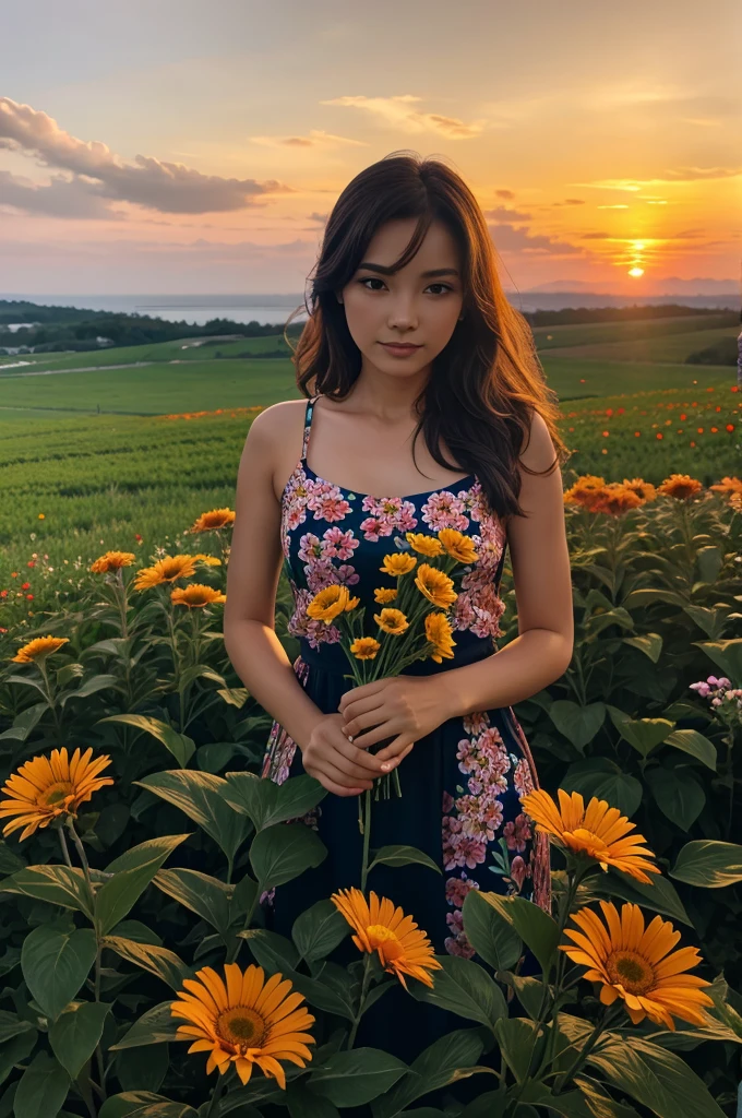 Flowers with sunset 