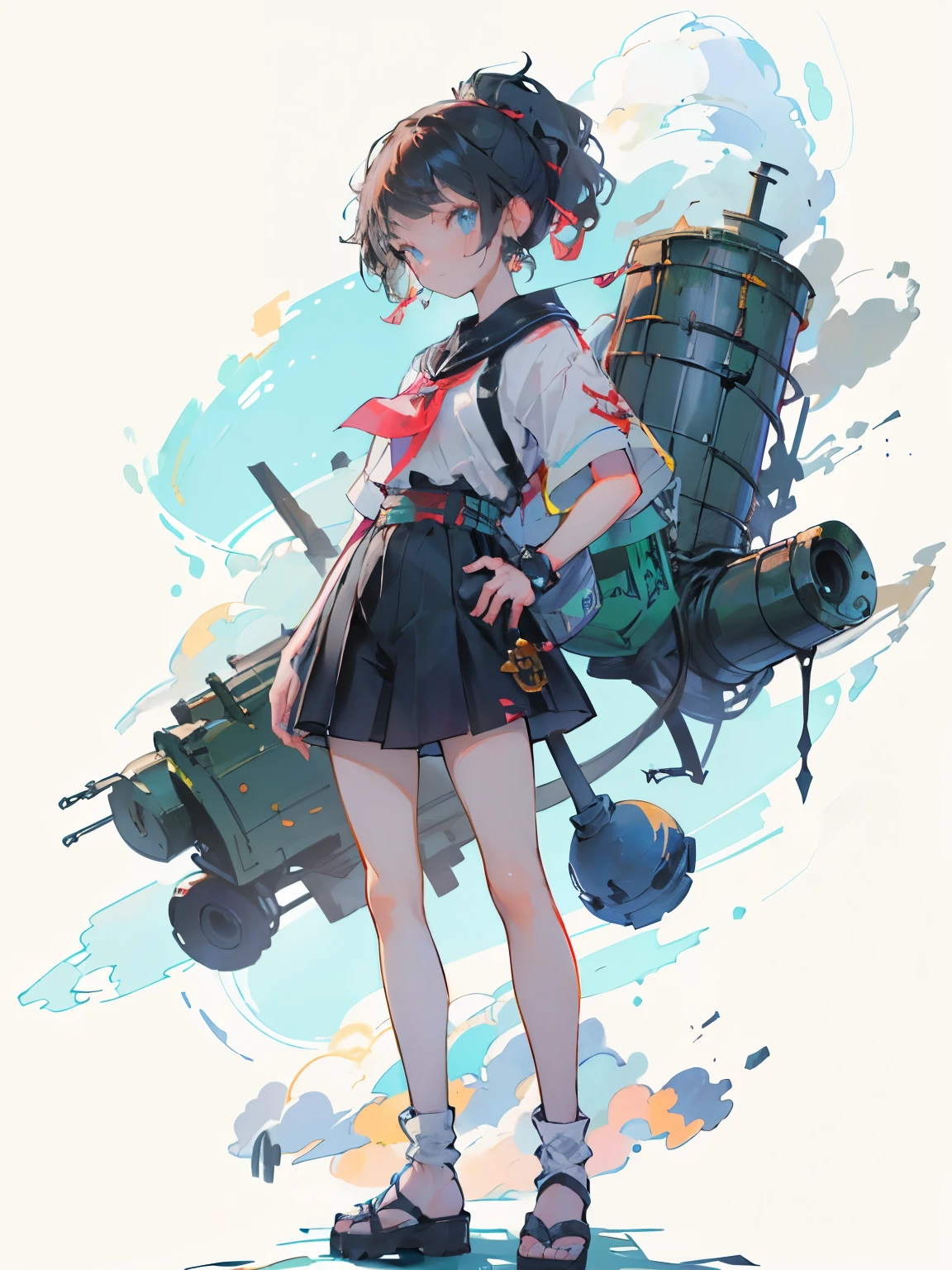 ((masterpiece, best quality: 1.1), ((Anime girl with short ponytail on one side)), short hair的的动漫女孩, , A orange-haired girl、13 year old girl、short hair、strong女孩、Very Beautiful Anime , Anime Pokémon , Boy Scout Girl, Inspired by Reiko Ikemura, Aya Kono color style, Sweet and cute art style, Girl, Cute and strong character, Devout faith、Healthy and strong girl、strong、muscle、muscle女孩、Young soldiers