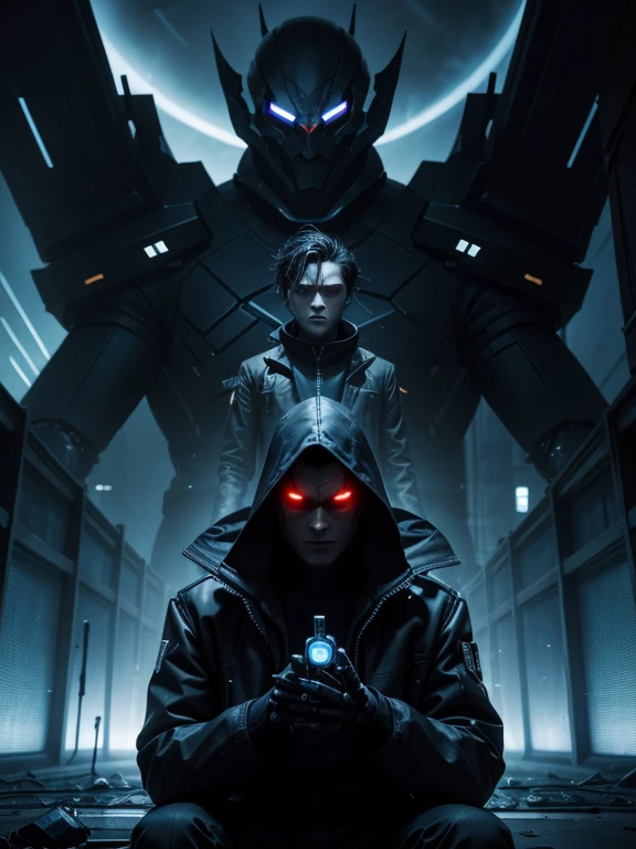 "The Evil Hacker Robot and the Ghost King:Together in the Dark ConspiracyExplore the world of evil with the imposing Hacker Robot and the enigmatic Ghost King.Get ready for an epic duel where technology and the supernatural meet!