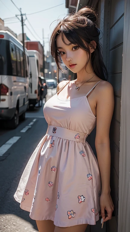 solo , 1girl , dress hip hop styes , mid breast , American girl