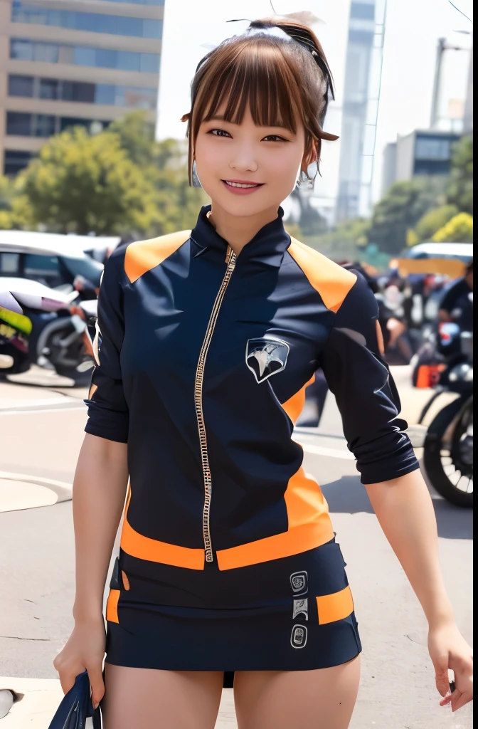 Shining Korean beauty with cybernetic arm,(Transparent and revealing clothing:1.3, ),(Cyber Girl is、Ride through a futuristic city in a colorful vehicle, Custom painted green Kawasaki Ninja bike:1.3),mini skirtを履いてバイクに跨り白いパンティが見えてます、Kawasaki Ninja 250、Show me her white panties.、 （Ultra mini skirt:1.3）、Shiny light brown and orange striped ponytail hair,Cute Smile,Perfect round face,A bright smile that makes everyone happy,Proper body balance,Tabletop,Ultra-high quality output images,High resolution,Intricate details,Very delicate and beautiful hair,Realistic photos,dream-like,Professional Lighting,Realistic Shadows,Focus Only,Beautiful Hands,Beautiful fingers,Detailed functions of the fingers,Detailed characteristics of the garment,Detailed characteristics of hair,Detailed facial features,