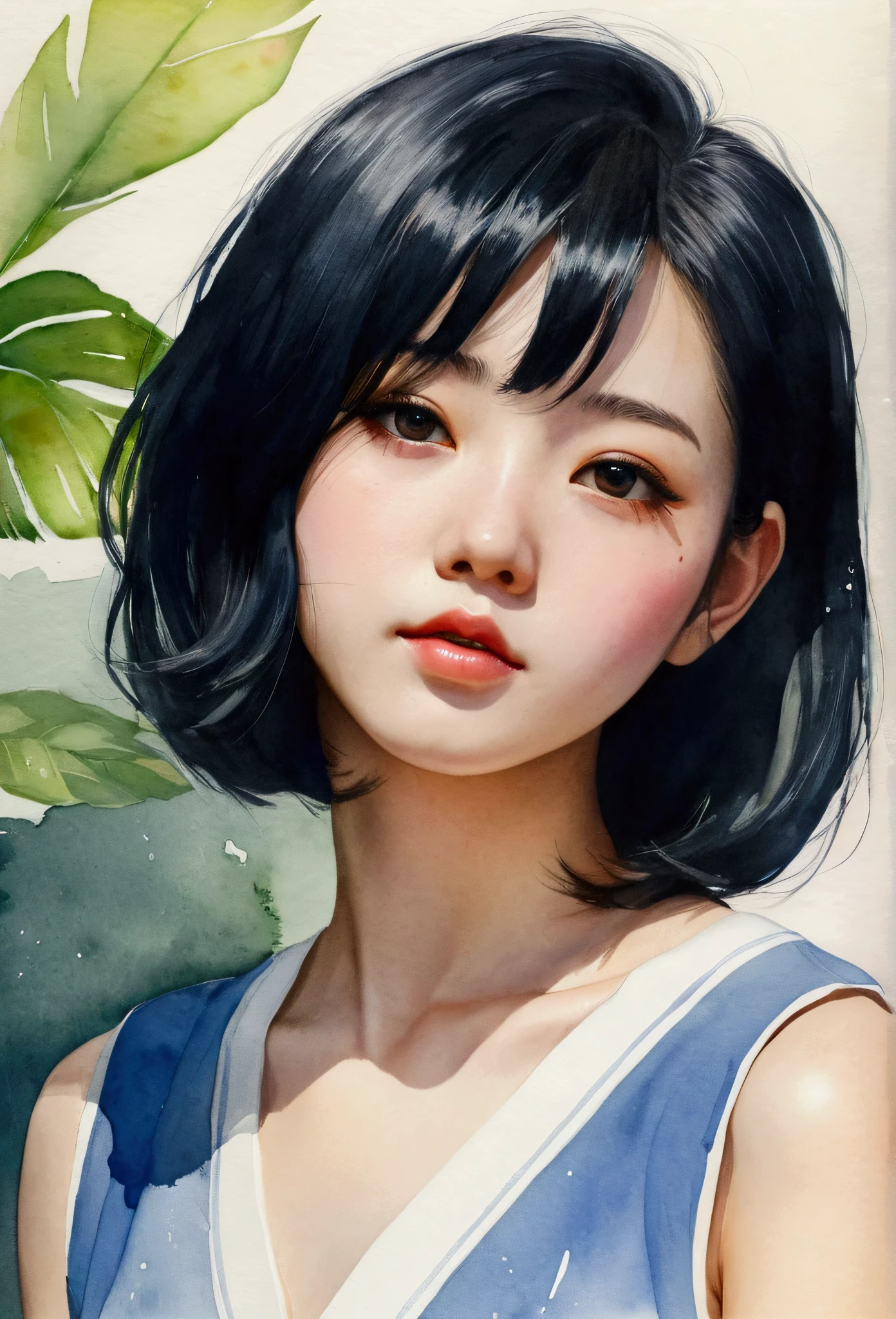 (upper body: 1.5), (white background: 1.4), ((tachi-e)), original work, (illustration: 1.1), (best quality), (masterpiece: 1.1), (extremely detailed CG unity 8k wallpaper: 1.1 ), (color: 0.9), (panorama: 1.4), (full body: 1.05), (single: 1.2), (splash ink), (splash color), ((watercolor)), clear and sharp, { 1girl standing },((chinese style )),(flowers,woods), outdoors, rocks, looking at the viewer, making a happy expression, soft smile, pure, beautyfull detailed face and eyes, beautyfull intricate clothing pattern details , black hair, black eyes, colored water