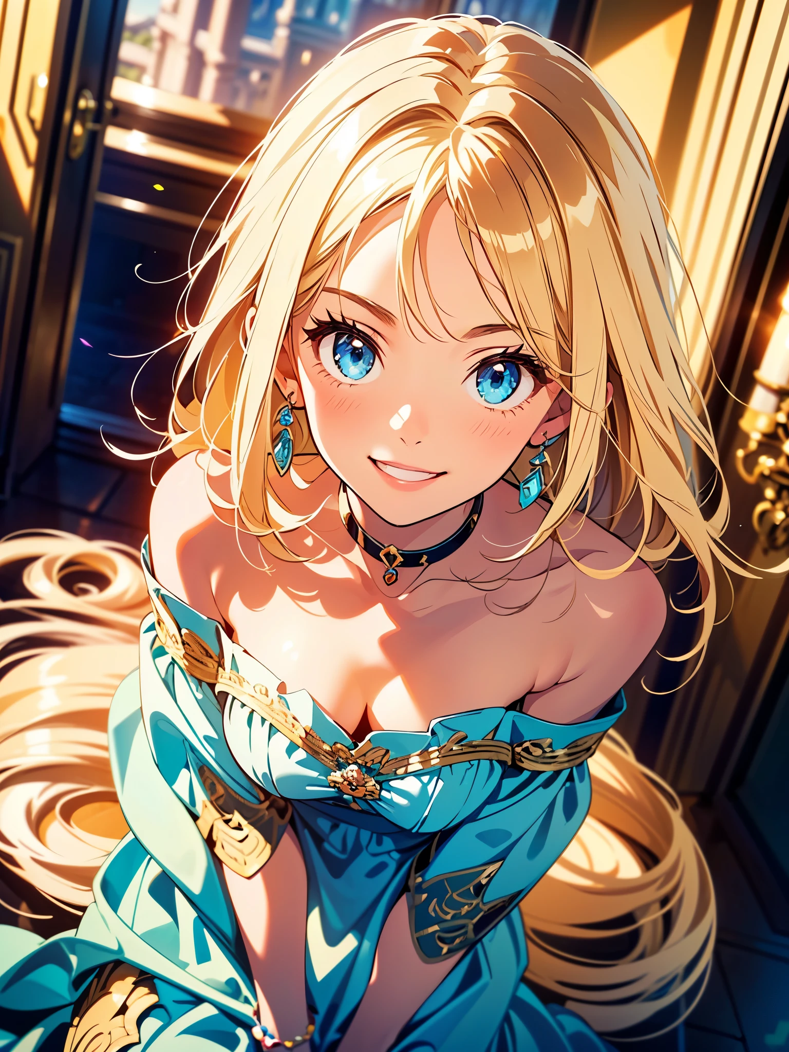 ((最high quality, 8K, masterpiece: 1.3, Ultra HD, high quality, 最high quality, High resolution, realism)) 、A 22-year-old extremely beautiful white woman、Hair color blonde、blue eyeedium Hair、Straight Hair、smile、Slender but well-proportioned body、Background blur((depth of field))、aerial perspective((atmospheric perspective))、I want my head to stay off screen、Wearing accessories on the wrist、Put an anklet on your ankle、Wearing red nail polish、I have a peticure、Disney((Disney))Tangled、Blonde long hair、Wear an off-the-shoulder dress、smile
sultry look, seductive,