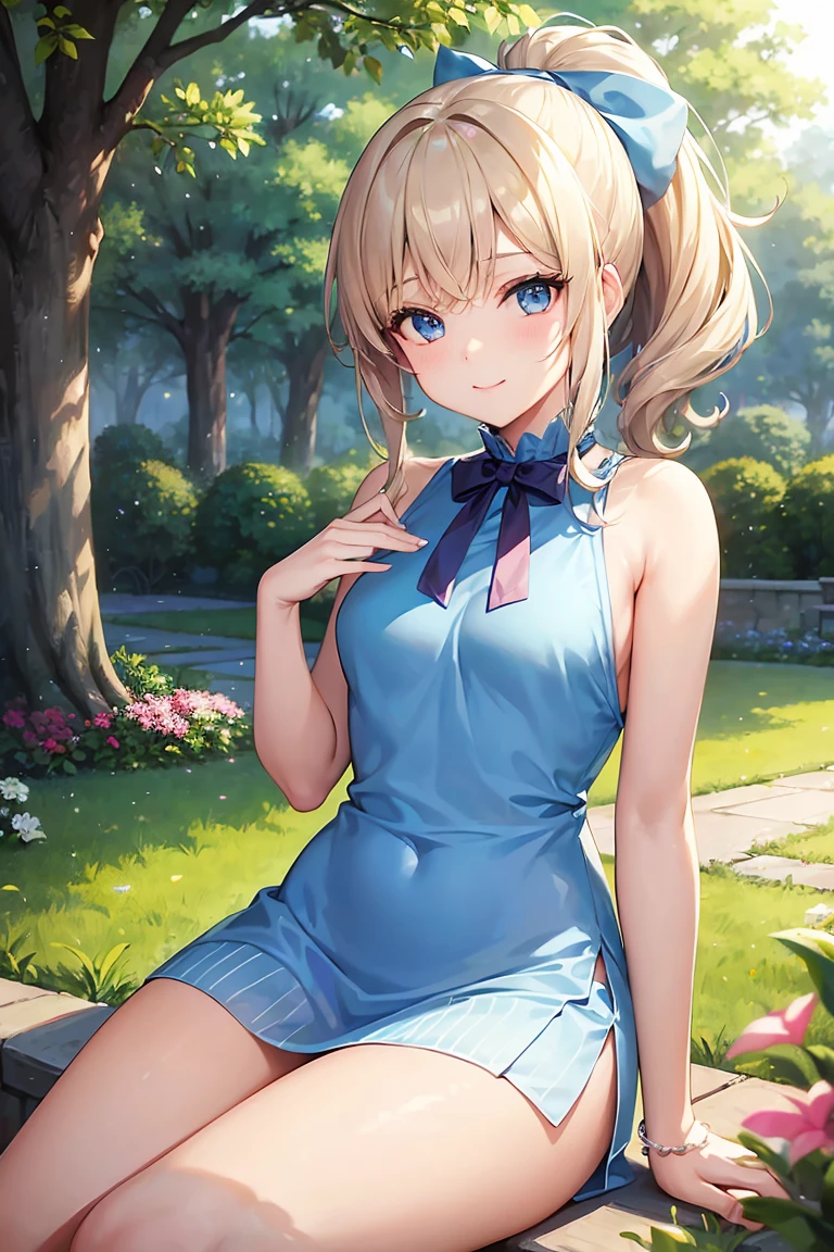 (masterpiece,highest quality,超A high resolution),Japanese women, (((Very beautiful 18 year old girl))), pretty girl、Look at the photographer、 ((Beautiful blonde bob hair)), Very cute face, Glossy Lips, Double eyelids on both eyes, blue eyes, Natural smile、 Natural Makeup, Long eyelashes, Shiny and smooth hair、Center image, Perfect limbs, Perfect Anatomy,(((Shiny Chinese Dress white panties))),undressing,Wet with sweat,Cowboy Shot,