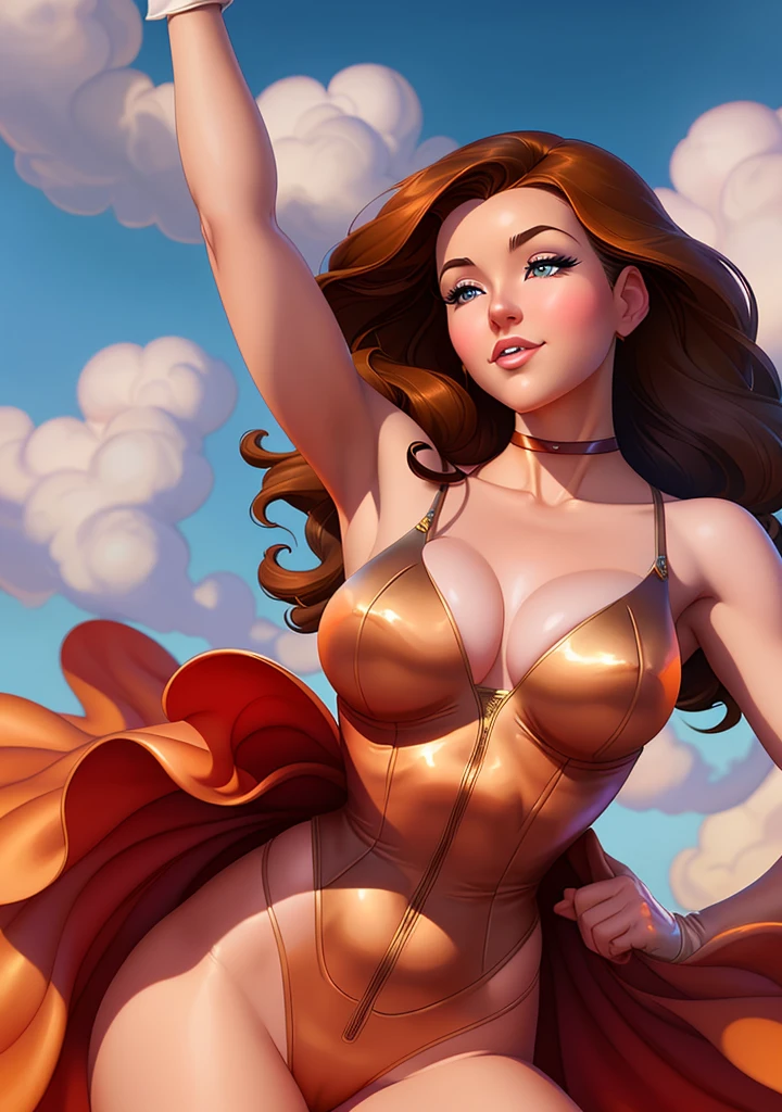 a close up of a woman in a dress and gloves posing for a picture, disney art style, beautiful character painting, artgerm and lois van baarle, style ivan talavera and artgerm, style artgerm, stanely artgerm, art in the style of disney, extremely detailed artgerm, artgerm julie bell beeple, (flashing her panties)