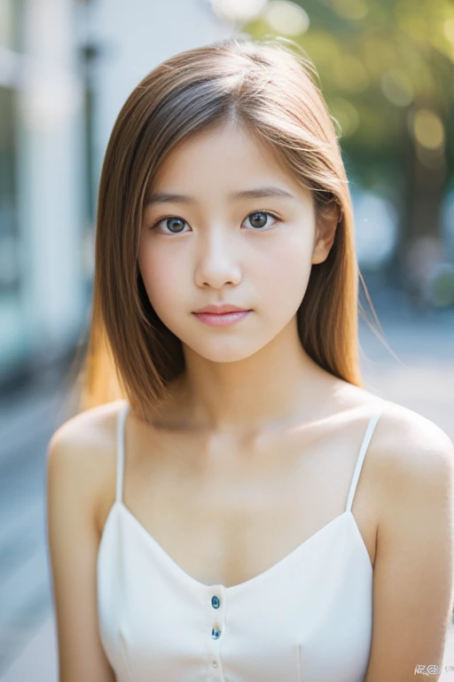 lens: 135mm f1.8, (Highest quality), (Beautiful 14 year old Japanese girl), (Moisturized lips), Narrow eyes, double eyelid, Delicate clavicle, Flat Chest , I&#39;Ashamed of my smallness, underdeveloped udder, smile, (Spotted sunlight: 1.2), Professional Lighting, (Petite figure), (Sunburned skin: 0.2), Full body photo, Full Body Focus, (Kneel)、A fine honor student、Slender body、、boyish, Putting very short hair into a ponytail、Stylish white bedroom、Ribbon on chest、Sweep all your hair back、