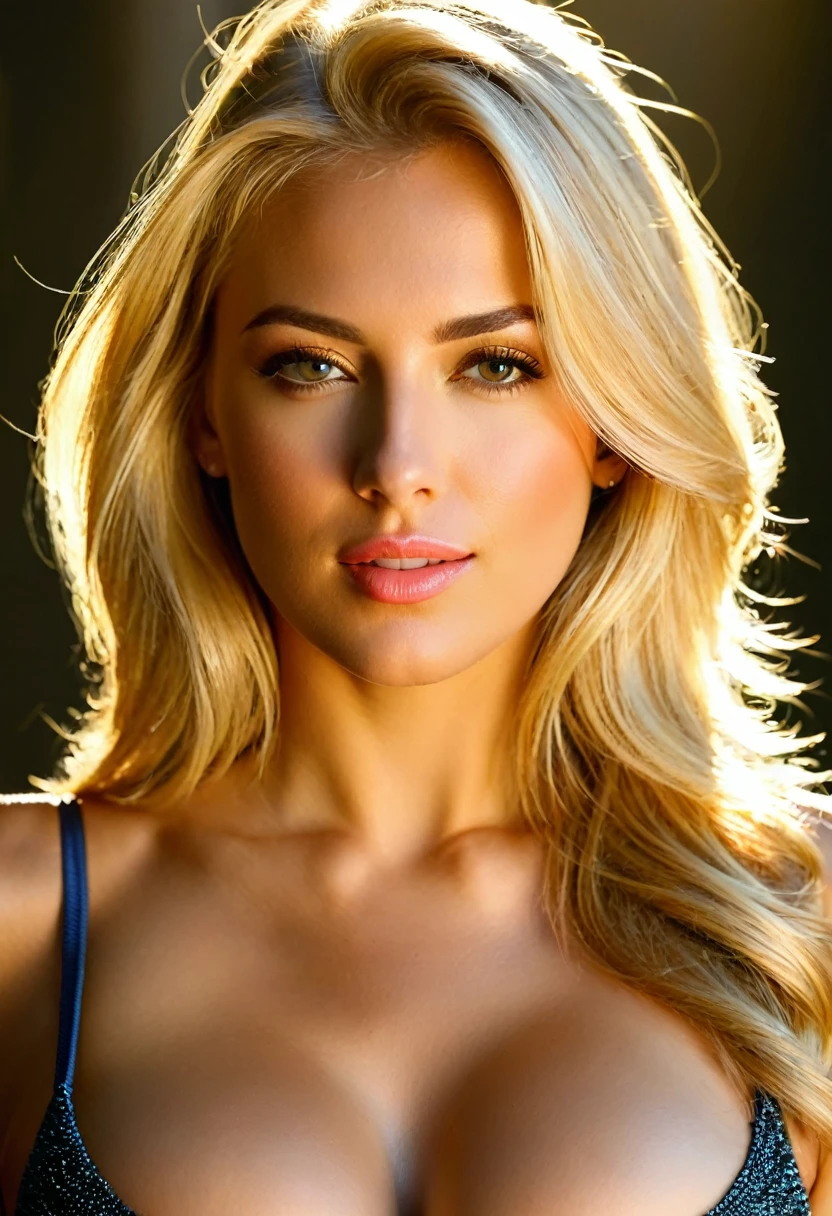 Blonde woman posing for a photo in a studio, mulher loira bonita, mulher loira, Blonde and attractive features, nude, NSFW