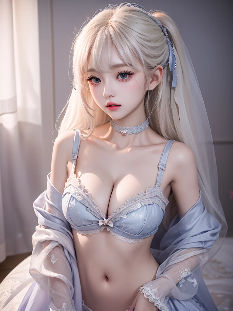 bjyx ((cowboy shot)), ((Elegant posture, Attractive posture)), Platinum Blonde Fine Hair、Extra long silky straight hair、Big eyes with bangs and eyeliner、((Visible cleavage))、((E cup)), ((I-type Valley)), Nordic Youth、Perfect body、Very beautiful and cute、White Skin、Smooth and radiant skin、Young and beautiful skin、Perfect beautiful little face、Shiny Makeup、Thin pink lip gloss expression、girl、Lipstick、Deceptive advertising、{Steaming hot}、Audience perspective、Primetime lights、Bokeh atmosphere perspective、Detailed movie lighting、Intricate details、high resolution、 Details of facial design、High Detail、Be focused、Smoothness、aesthetics、Print、Octane Renderer、{{masterpiece}}