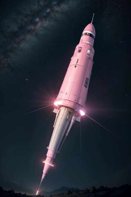 Pink space rocket with lights png images