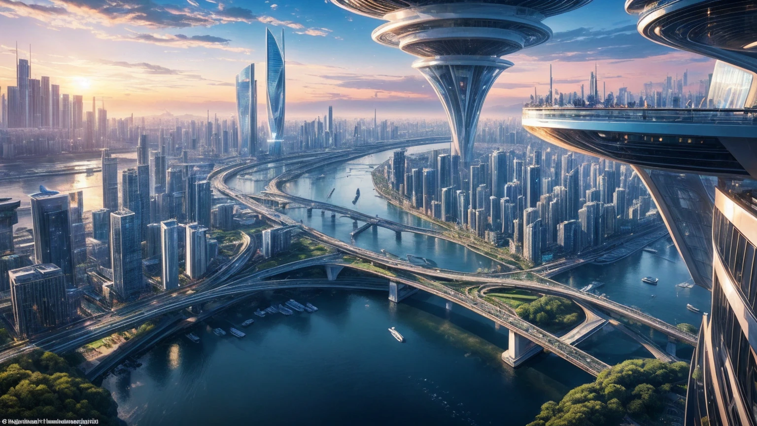 (Best quality,4K,8K,A high resolution,Masterpiece:1.2),Ultra-detailed,(Realistic,Photorealistic,photo-realistic:1.37),Futuristic floating city,Futuristic technology,Huge urban high-tech tablet platform,Airship,Floating in the sky,Futuristic city,Small airships around,High-tech hemispherical platform,Colorful lights,Advanced architecture,modernn architecture,skyscrapper,Access the cloud,Scenic beauty,view over city,Impressive design,Blend seamlessly with nature,energetic and vibrant atmosphere,Futuristic transportation system,Parking is suspended,Transparent path,Lush greenery,Sky gardens,cascading waterfalls,Magnificent skyline,reflections on the water,Sparkling river,Architectural innovation,futuristic skyscrapers,Transparent dome,The shape of the building is unusual,Elevated walkway,Impressive skyline,Glowing lights,Futuristic technology,Minimalist design,Scenic spots,Panoramic view,Cloud Piercing Tower,Vibrant colors,epic sunrise,epic sunset,Dazzling light display,magical ambiance,The future city,Urban Utopia,LuxuryLifestyle,Innovative energy,sustainable development,Smart city technology,Advanced infrastructure,Tranquil atmosphere,Nature and technology live in harmony,Awesome cityscape,Unprecedented urban planning,Architecture connects seamlessly with nature,High-tech metropolis,A cutting-edge engineering marvel,The future of urban living,Visionary architectural concept,Energy-efficient buildings,Harmony with the environment,A city floating above the clouds,Utopian dreams become reality,The possibilities are endless,State-of-the-art transportation network,Green energy integration,Innovative materials,Impressive holographic display,Advanced communication system,Breathtaking aerial view,Quiet and peaceful environment,Modernist aesthetics,Ethereal beauty