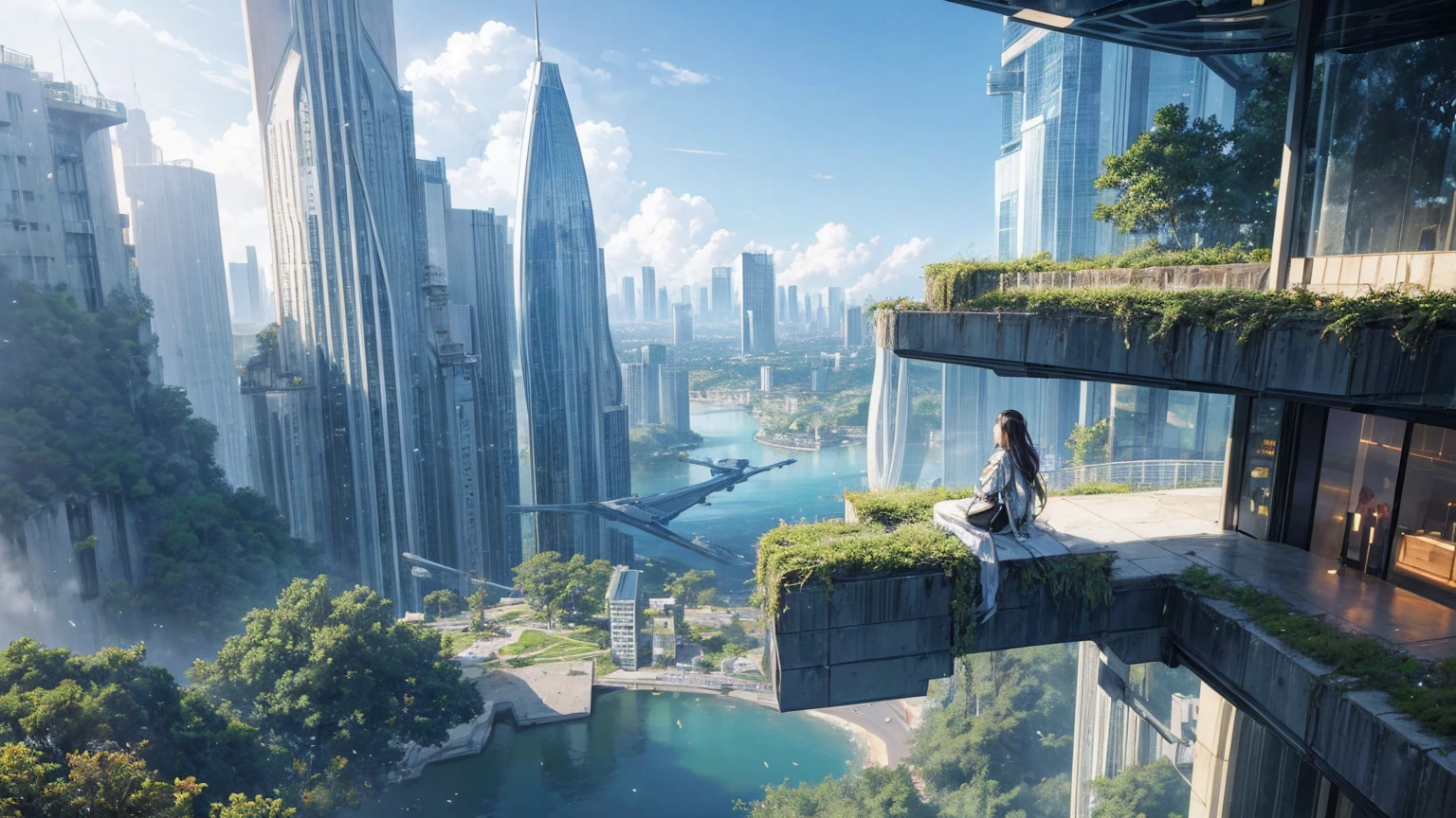 (Best quality,4K,8K,A high resolution,Masterpiece:1.2),Ultra-detailed,(Realistic,Photorealistic,photo-realistic:1.37),Futuristic floating city,Futuristic technology,Huge urban high-tech tablet platform,Airship,Floating in the sky,Futuristic city,Small airships around,High-tech hemispherical platform,Colorful lights,Advanced architecture,modernn architecture,skyscrapper,Access the cloud,Scenic beauty,view over city,Impressive design,Blend seamlessly with nature,energetic and vibrant atmosphere,Futuristic transportation system,Parking is suspended,Transparent path,Lush greenery,Sky gardens,cascading waterfalls,Magnificent skyline,reflections on the water,Sparkling river,Architectural innovation,futuristic skyscrapers,Transparent dome,The shape of the building is unusual,Elevated walkway,Impressive skyline,Glowing lights,Futuristic technology,Minimalist design,Scenic spots,Panoramic view,Cloud Piercing Tower,Vibrant colors,epic sunrise,epic sunset,Dazzling light display,magical ambiance,The future city,Urban Utopia,LuxuryLifestyle,Innovative energy,sustainable development,Smart city technology,Advanced infrastructure,Tranquil atmosphere,Nature and technology live in harmony,Awesome cityscape,Unprecedented urban planning,Architecture connects seamlessly with nature,High-tech metropolis,A cutting-edge engineering marvel,The future of urban living,Visionary architectural concept,Energy-efficient buildings,Harmony with the environment,A city floating above the clouds,Utopian dreams become reality,The possibilities are endless,State-of-the-art transportation network,Green energy integration,Innovative materials,Impressive holographic display,Advanced communication system,Breathtaking aerial view,Quiet and peaceful environment,Modernist aesthetics,Ethereal beauty