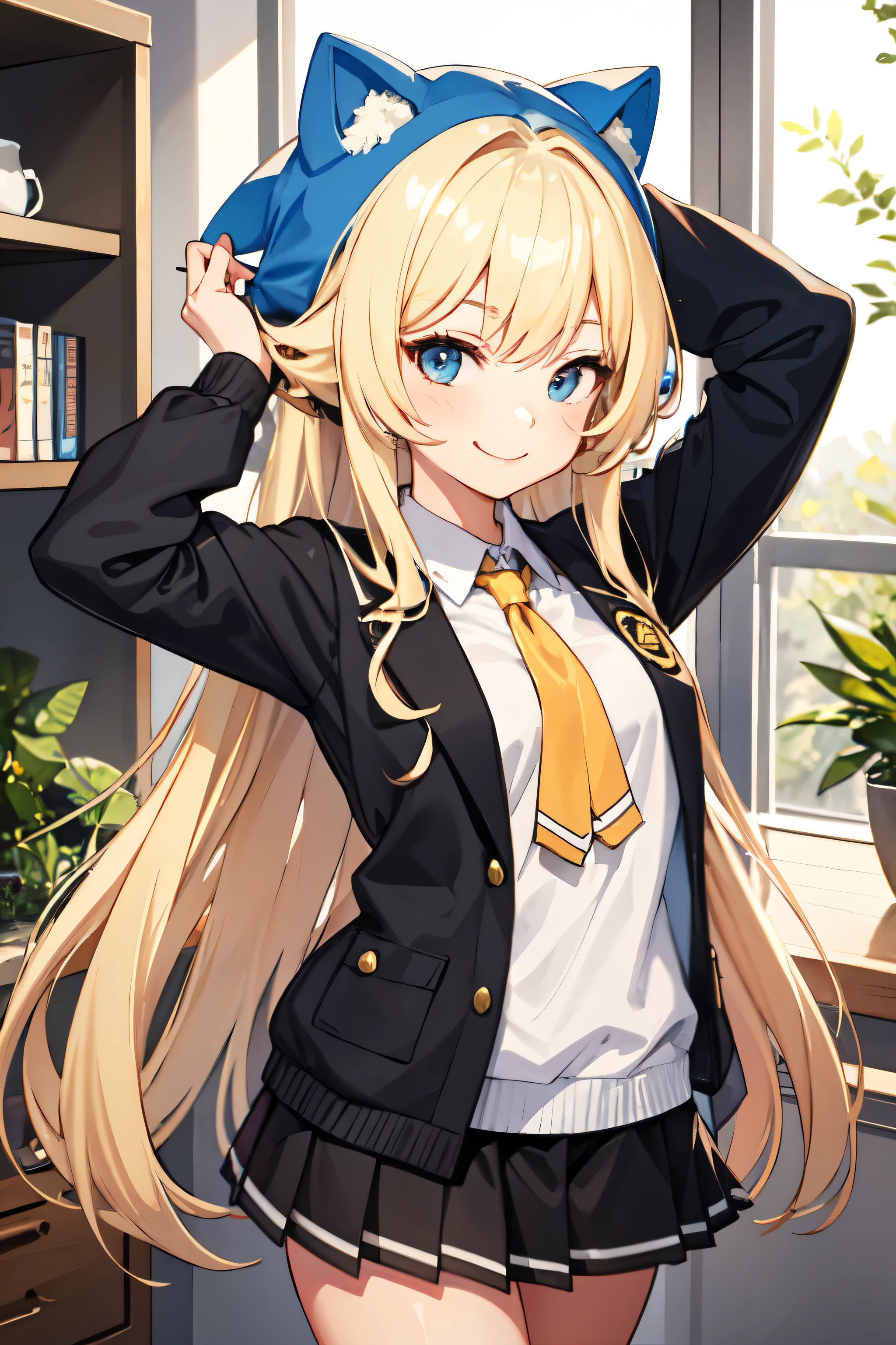 high school girl,Lewd,White Suku,Blonde,smile