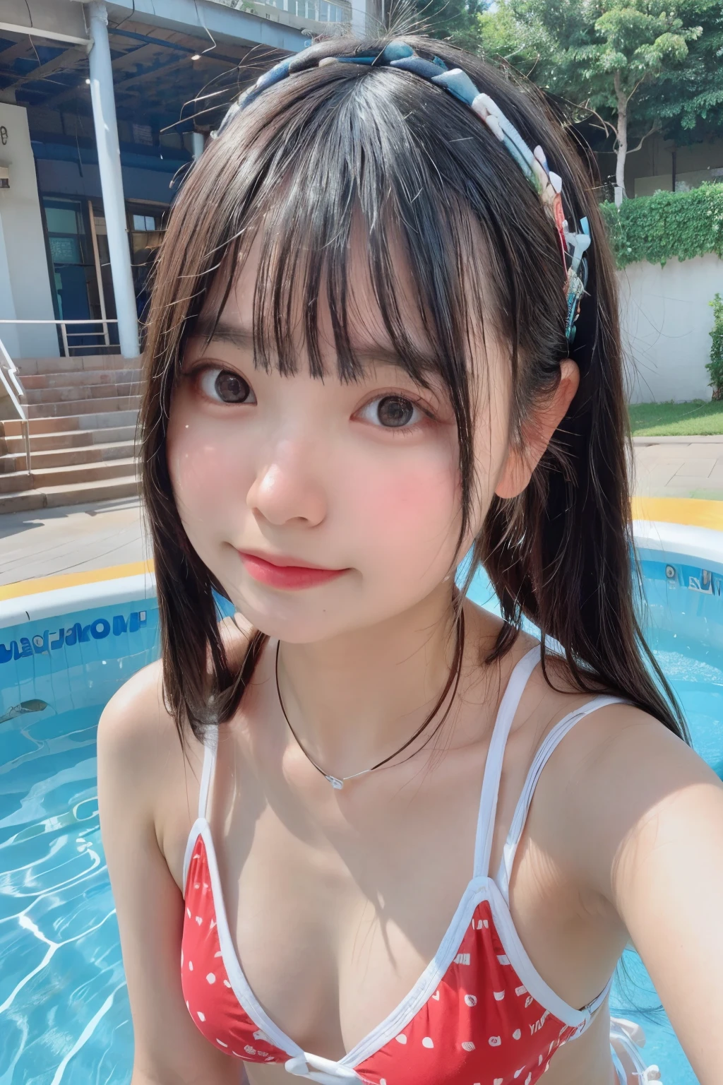 (masterpiece,best quality:1.4),(8k,raw photo,photo realistic:1.2),((super resolution:1.4)), (absurdres:1.3),(shiny skin),detailed skin,detailed face,detailed eyes,beautiful shining eyes:1.3,Symmetrical eyes,professional,1girl,Japanese idol,beautiful face,extremely Detailed Background,Such a fun and cute smile、Shonan、Play in the sea、Faces of schoolgirls、Face of junior high school girl、 face、Cute swimsuit、Beautiful Face、self,,Natural light、(Detailed cute swimsuit,Online shopping,Rakuten Ichiba,Shimamura)