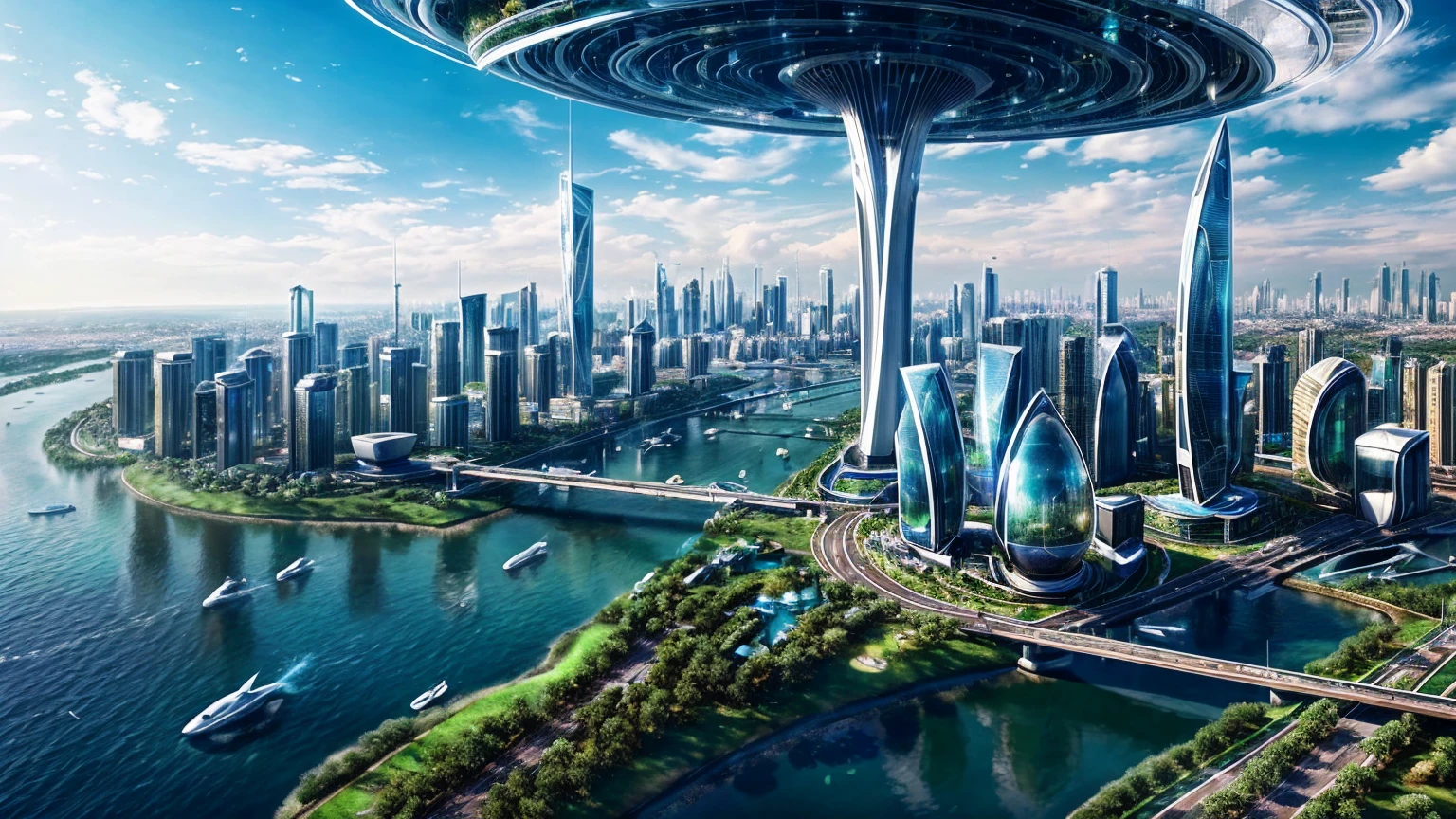 (Best quality,4K,8K,A high resolution,Masterpiece:1.2),Ultra-detailed,(Realistic,Photorealistic,photo-realistic:1.37),Futuristic floating city,Futuristic technology,Huge urban high-tech tablet platform,Airship,Floating in the sky,Futuristic city,Small airships around,High-tech hemispherical platform,Colorful lights,Advanced architecture,modernn architecture,skyscrapper,Access the cloud,Scenic beauty,view over city,Impressive design,Blend seamlessly with nature,energetic and vibrant atmosphere,Futuristic transportation system,Parking is suspended,Transparent path,Lush greenery,Sky gardens,cascading waterfalls,Magnificent skyline,reflections on the water,Sparkling river,Architectural innovation,futuristic skyscrapers,Transparent dome,The shape of the building is unusual,Elevated walkway,Impressive skyline,Glowing lights,Futuristic technology,Minimalist design,Scenic spots,Panoramic view,Cloud Piercing Tower,Vibrant colors,epic sunrise,epic sunset,Dazzling light display,magical ambiance,The future city,Urban Utopia,LuxuryLifestyle,Innovative energy,sustainable development,Smart city technology,Advanced infrastructure,Tranquil atmosphere,Nature and technology live in harmony,Awesome cityscape,Unprecedented urban planning,Architecture connects seamlessly with nature,High-tech metropolis,A cutting-edge engineering marvel,The future of urban living,Visionary architectural concept,Energy-efficient buildings,Harmony with the environment,A city floating above the clouds,Utopian dreams become reality,The possibilities are endless,State-of-the-art transportation network,Green energy integration,Innovative materials,Impressive holographic display,Advanced communication system,Breathtaking aerial view,Quiet and peaceful environment,Modernist aesthetics,Ethereal beauty