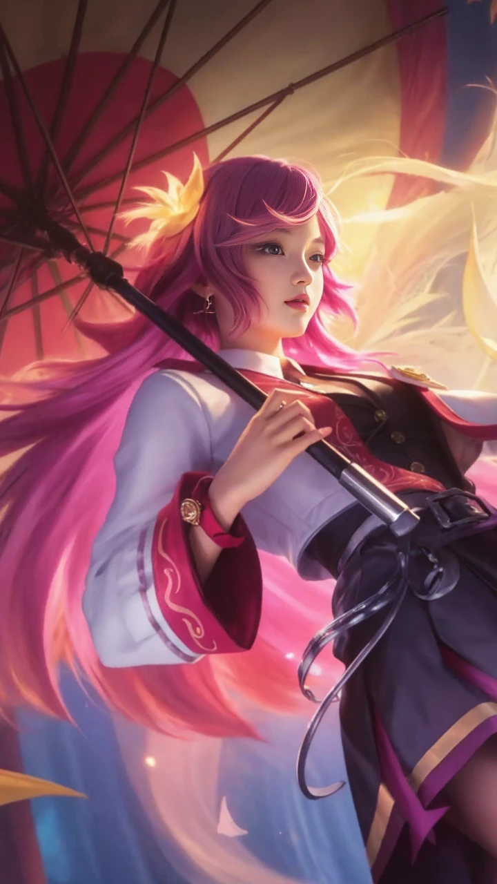Best Quality, 1girl, kda, solo, long hair, short hair hair, dress,