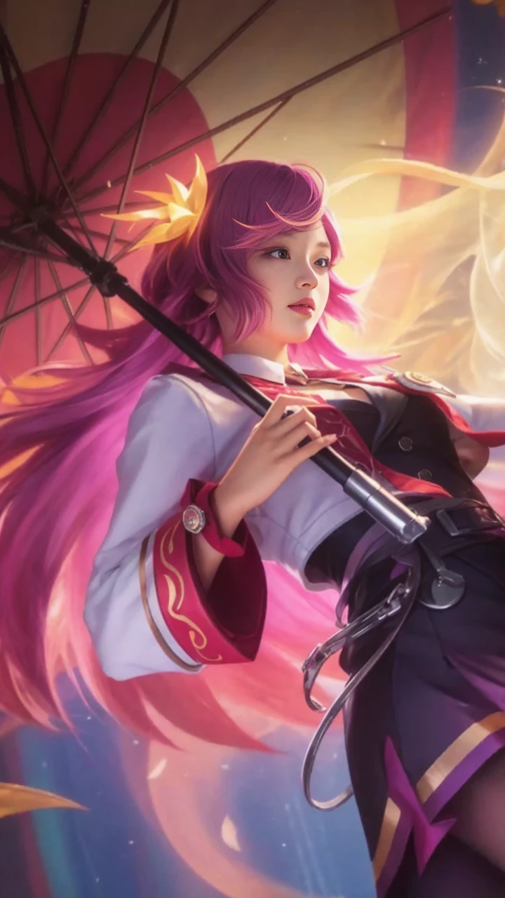 Best Quality, 1girl, kda, solo, long hair, short hair hair, dress,