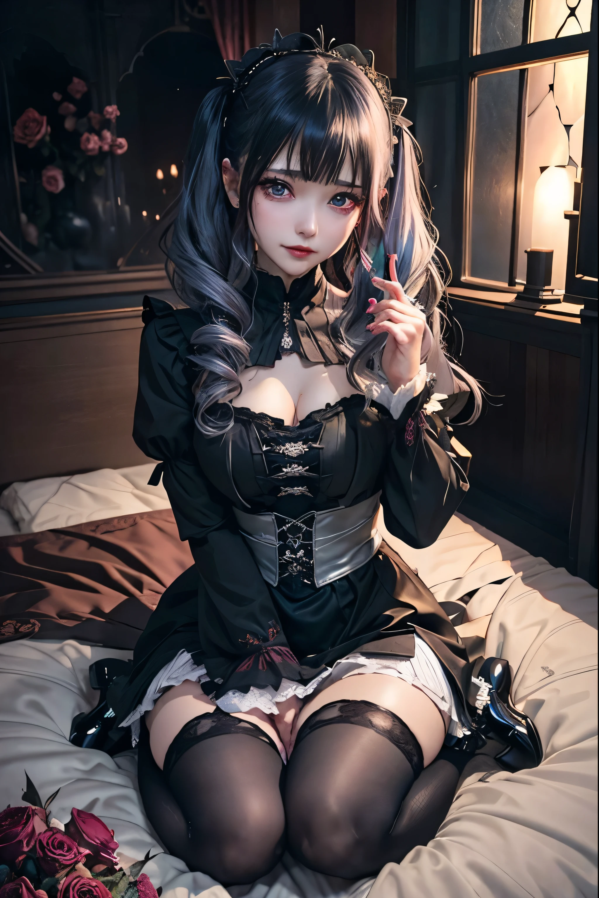 Hard Dark Gothic Makeup、Black dark eyeshadow、sad、Good skin radiance、Dark Gothicメイク、Dark smile、palace、The beauty of fragrance、24-years-old、Expressions of intense sexual pleasure、Embarrassed look、Dark Gothic、Highest quality、Expression of sexual pleasure without pain、Drunk face、Purple maid outfit、mysterious、noble、Loving smile、Twin tail hair、Right eye is blue、Left eye is red、Super tempting pose、Platform heel shoes、Heavy makeup、Gothic ta Clothing、Silver Hair、Long Hair Straight Hair、Cute Gothic Loliress、Beautiful Face、elegant face、Attractive face、Stained glass background、Chest glistening with sweat、The room is dark、goth long dress、Bell Sleeves、Wizard Sleeve、Decadent look、Sexually excited expression、Wet shiny thigh water、Thighs that are wet and shiny with oil、Background of a room full of roses、Sad look、Rose Maiden、The embroidery is pink、The dress has pink embroidery.、Thigh-high socks、Knee-high socks、Gentle expression、Dark black eyeshadow、Stained glass and rose background、Thighs are a little thin、Female Duo、Female couple、dark church background、Stained glass、Black metal world、Dark Castle、Dark Room、Slender body、gothic long dress、Victorian dress、Small breasts、With a glass of wine in your right hand、With a lantern in his left hand、The bed is covered with roses、Her thighs are shining with sweat、My body is wet and shiny、There is a lot of glitter on the thighs、I am sweating、My thighs are sticky with sweat.、My thighs are glistening with sweat、My whole body is sweaty and shiny、I sweated a lot.、My thighs are sweaty、My wet thighs are glistening with sweat.、There is a lot of sweat shining all over my body、Slender body、I rest my head on the pillow、Sleeping in bed、Beautiful legs、Outstretched legs、Lying in bed、Lying on your back in bed、The legs are quite thin、Thin legs、On all fours、Knee Up、Kneel、Slender thighs、Put your arms behind your back、Kneel、