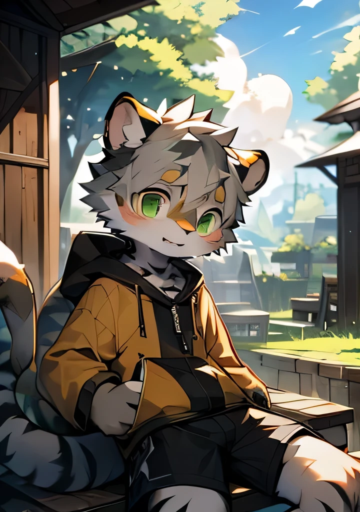 (Cat,Gray hair and green eyes,Yellow and wHellote coat color,cute,vitality,Boys have strong sexual desire,,Wear a sweatsHellort with a pink pattern,Lively cute,shorts, wind element,hairy),Digital artwork with light effects.a boy,Monotonous Anthropology,hairy,Wild,(Digital media \(artwork\):1.2),(Hello,It's notHellong,Absurd answer:1.2),Perfect anatomical structure,Anatomically correct,detailed,detailed face,detailed eyes,(Realistic fur,detailed fur:1.25),detailed background,Amazing background. rest (author:little finger \(artist\):1.2),(author:Unreal Land,author:Junmi Kuroi,author:Milk Tiger 1145,author:Moki,author:Enamel 1,Through the oocyst:1.2),(author:Xia Huaiting:0.8),(Pino Deheny:0.8),(author:Sios SHelloru:0.8),(By Chuni:0.8).