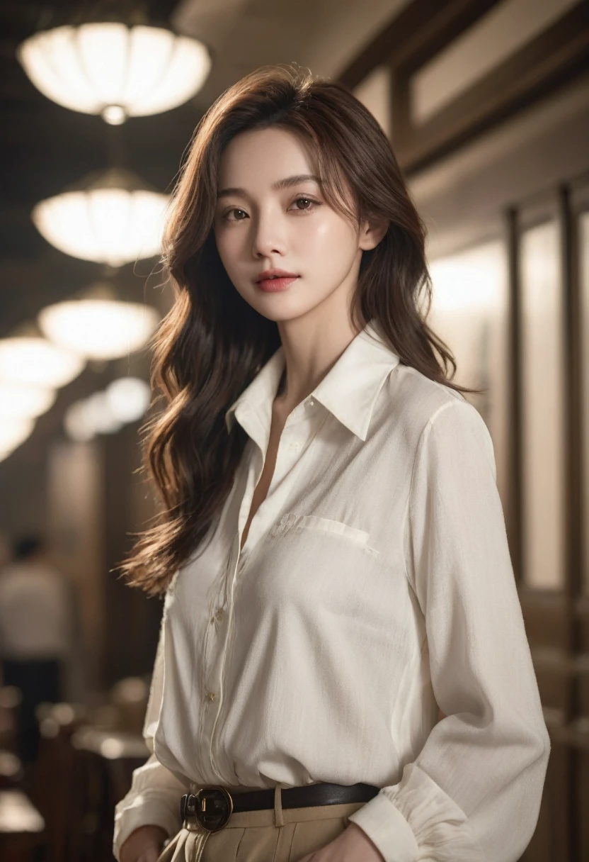 best quality, masterpiece, ultra high resolution, (authenticity: 1.4), original photo, 1 girl, Mature, WhiteJK, movie lighting