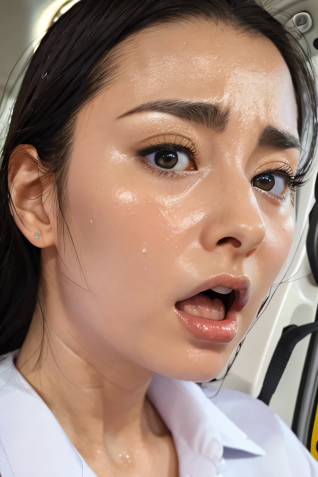 Beautiful Japanese actresses,(photo Realistic:1.4), (hyper Realistic:1.4), (Realistic:1.3),Very detailed, Edge Orgasm,face Focus, ((Woman with open mouth)) , Edgy Woman _face、Age 35、Black-haired、 News anchor、,Commuting Train,Inside the car,congestion,Stand and grab the strap,Male passenger in the back seat,((Sweat)),((skin shining with Sweat))((Clabrasion glistening with Sweat,face shining with Sweat)),,Entrance to the house、In front of the entrance、In front of the shoe rack、White collared shirt,Hair tied up、teacher,Frowning, eyeball, Glare, Frowning, Frowningをする, shout, Big eyes, Crazy Eyes,((oil filter))((Bukkake))((Super Hard Orgasm))Wet Filter,(Symmetrical nose)((Raise your eyebrows, Frowning, close your eyes))((横face))Looking to the side,