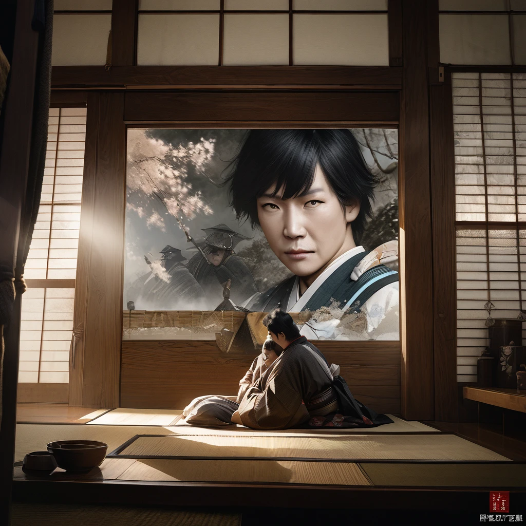 "Composite image highlighting significant events in Date Masamune's life, realistic and detailed, traditional Japanese setting"