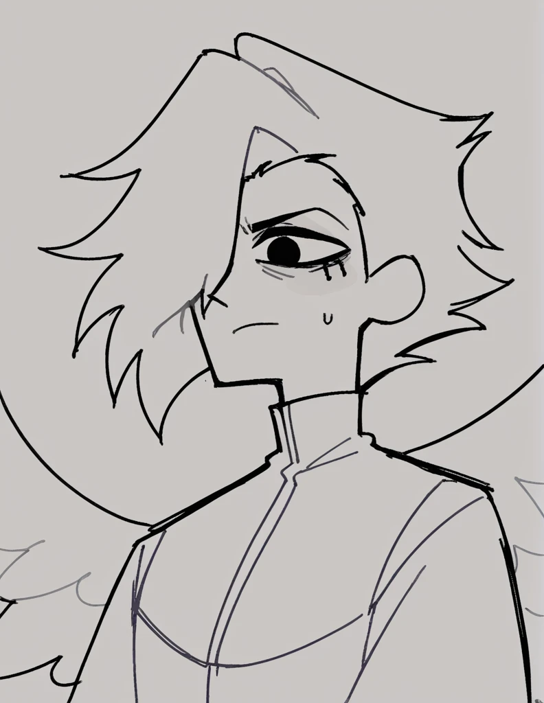 zPDXL, score_9, score_8_up, score_7_up, source_anime, BREAK
sketch, flat color, 1guy, solo, black eyes, vivziepop, helluva boss, portrait, hair over one eye, priest, angel wings