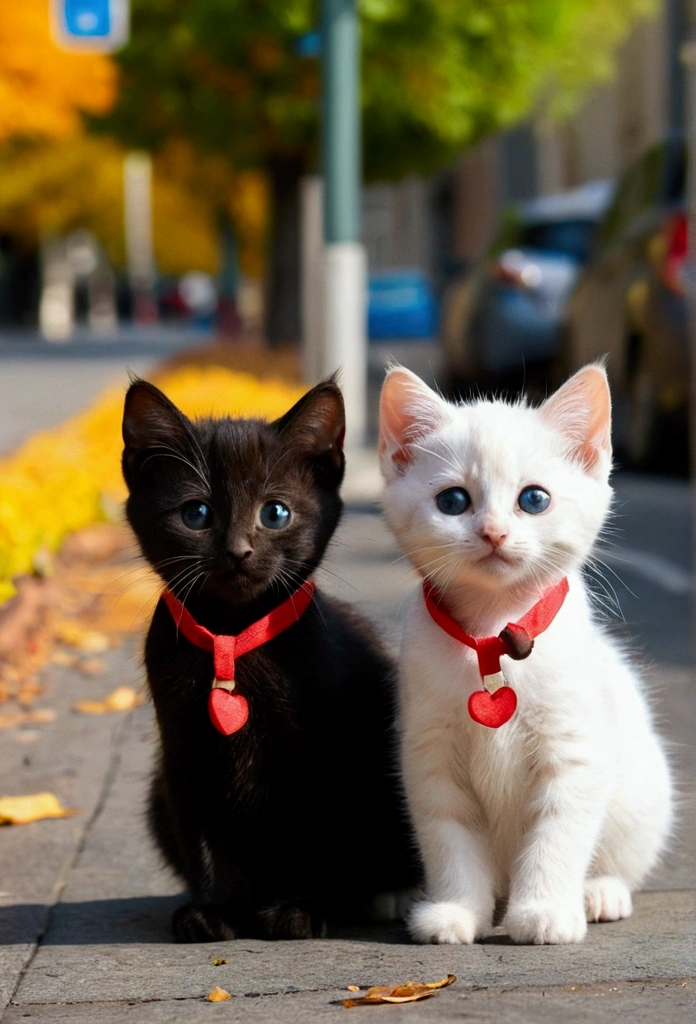 I have two little kittens, a cute little cat, cute kittens, Cutest, Incredibly cute, Adorable and cute, And cute and lovely. They are walking down the street with backpacks, Walking together, commute, Proudly walk down the street, And the cat is walking. They are cute in the style of 🍂 and 🍁, Adorable and cute, Cute and adorable, oh, nice and cute. They are known as real-life Tom and Jerry.