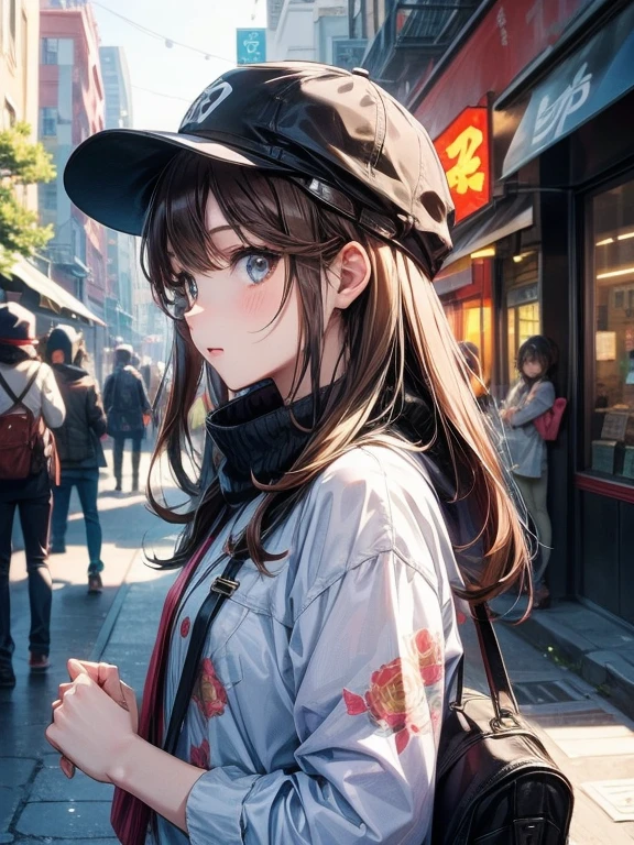 Anime-style illustrations、Street style men、profile、Wearing a hat、