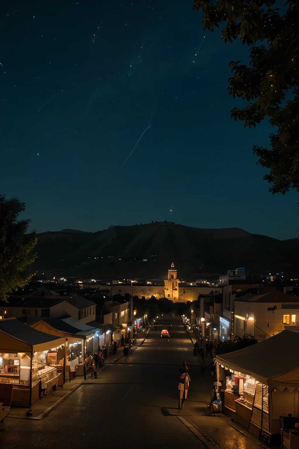 man,alon,town,lights,night,festival