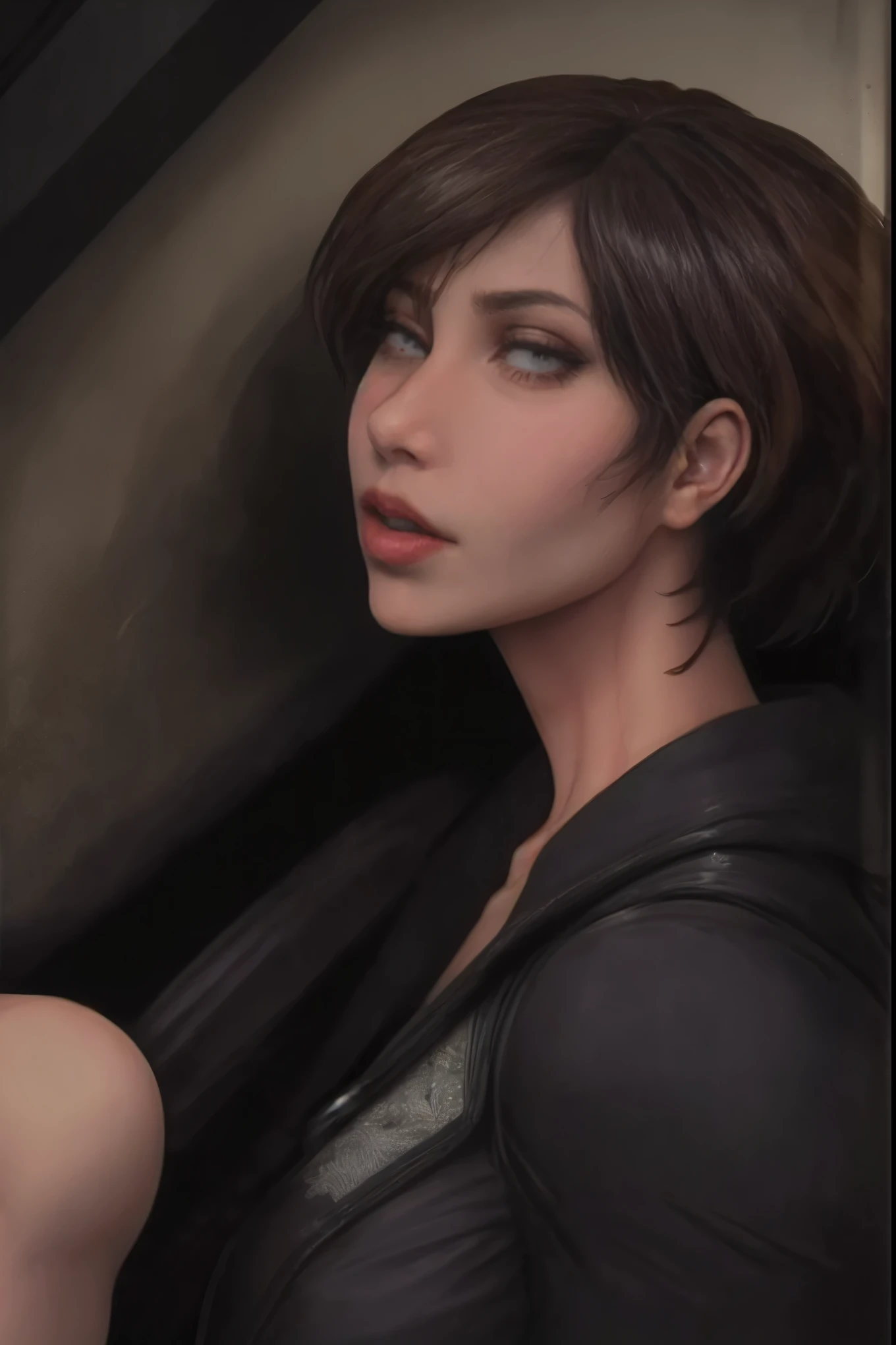 ((MATURE female)), ((Photorealistic Ada Wong)), Raw photo, Chiaroscuro, Historical accuracy, Cinematic, Ultra sharpness, Hyper detailed, HDR, Picture perfect face, Seductive Eyes, Beautiful eyes, Beautiful face, Blush, Lipstick, Makeup, Pretty nose, Glossy lips, Luscious lips, Detailed messy hair, Natural skin texture, Skin detail, Shiny skin, Shiny glossy skin, Glossy skin, Oily skin, Mediterranean tan, Realistic skin, Skin pores, Detailed background, Slate atmosphere, Intricate detail, Delicate patterns, Complex patterns, Reflection enhancement, Sharpening enhancement, Refraction enhancement, Transparency enhancement, Gravity, Air pressure, Liquid material enhancement, Warm atmosphere, Dramatic lighting, Detailed shadows, Moody lighting, Ethereal quality, Reflection enhancement, mid shot, at beach