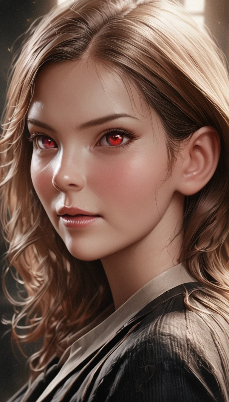 1girl with long white hair, detailed beautiful eyes, detailed beautiful lips, extremely detailed face, longeyelashes, big breasts, , red eyes, women's stockings, crossed arms, inside a school, calm features, (best quality,4k,8k,highres,masterpiece:1.2),ultra-detailed,(realistic,photorealistic,photo-realistic:1.37),digital painting, muted colors, dramatic lighting